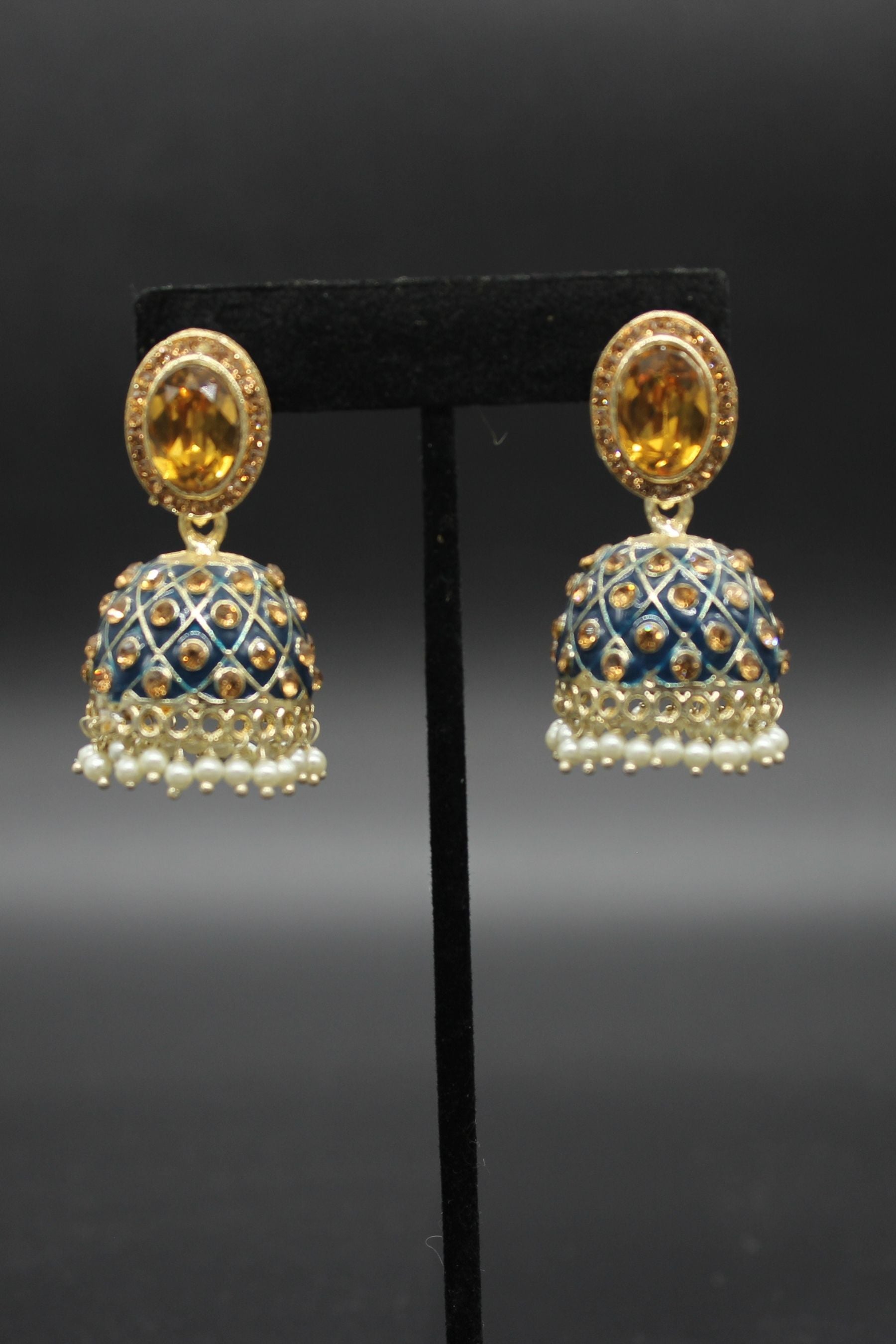 Kundan Jhumka Earrings With stones. Multiple Colors Available