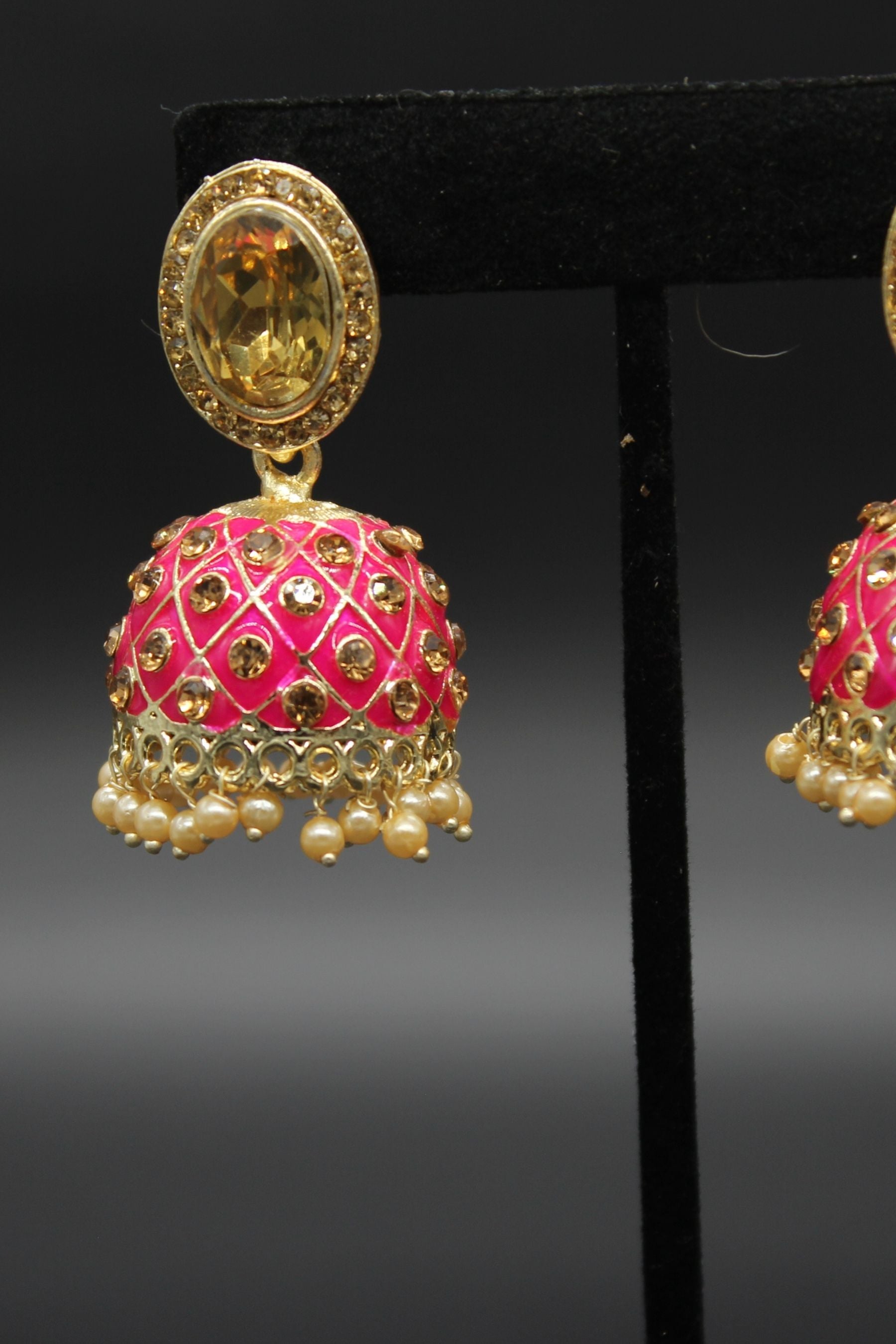 Kundan Jhumka Earrings With stones. Multiple Colors Available