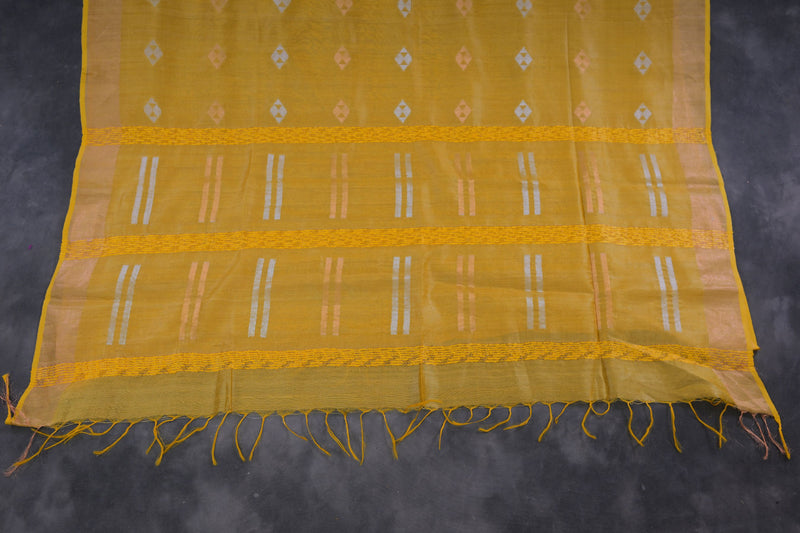 Regal Golden Silk-Cotton Saree: Lightweight & Handcrafted by JCSFashions