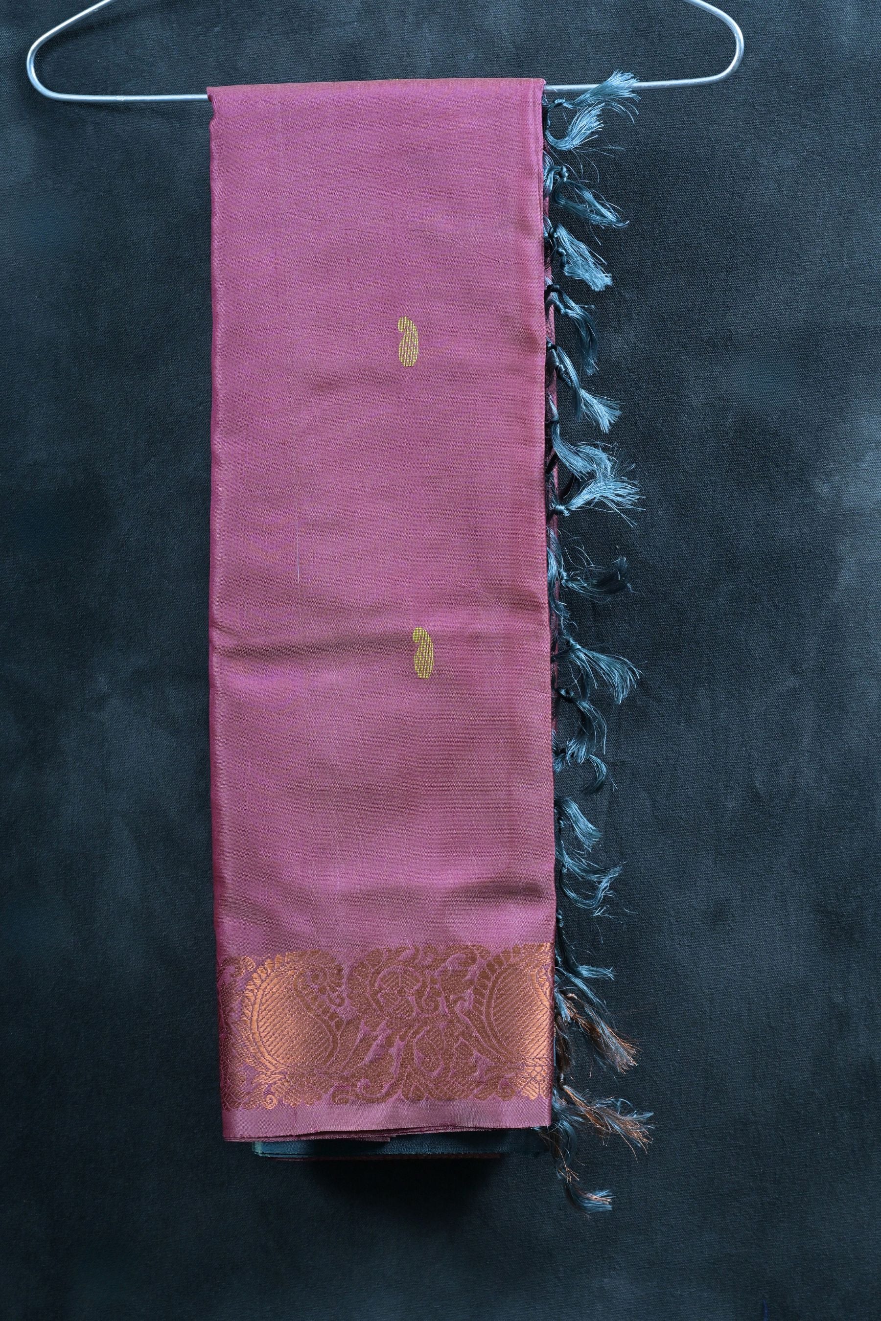 Handcrafted Banana Pith Saree with Copper Zari Border by JCSFashions