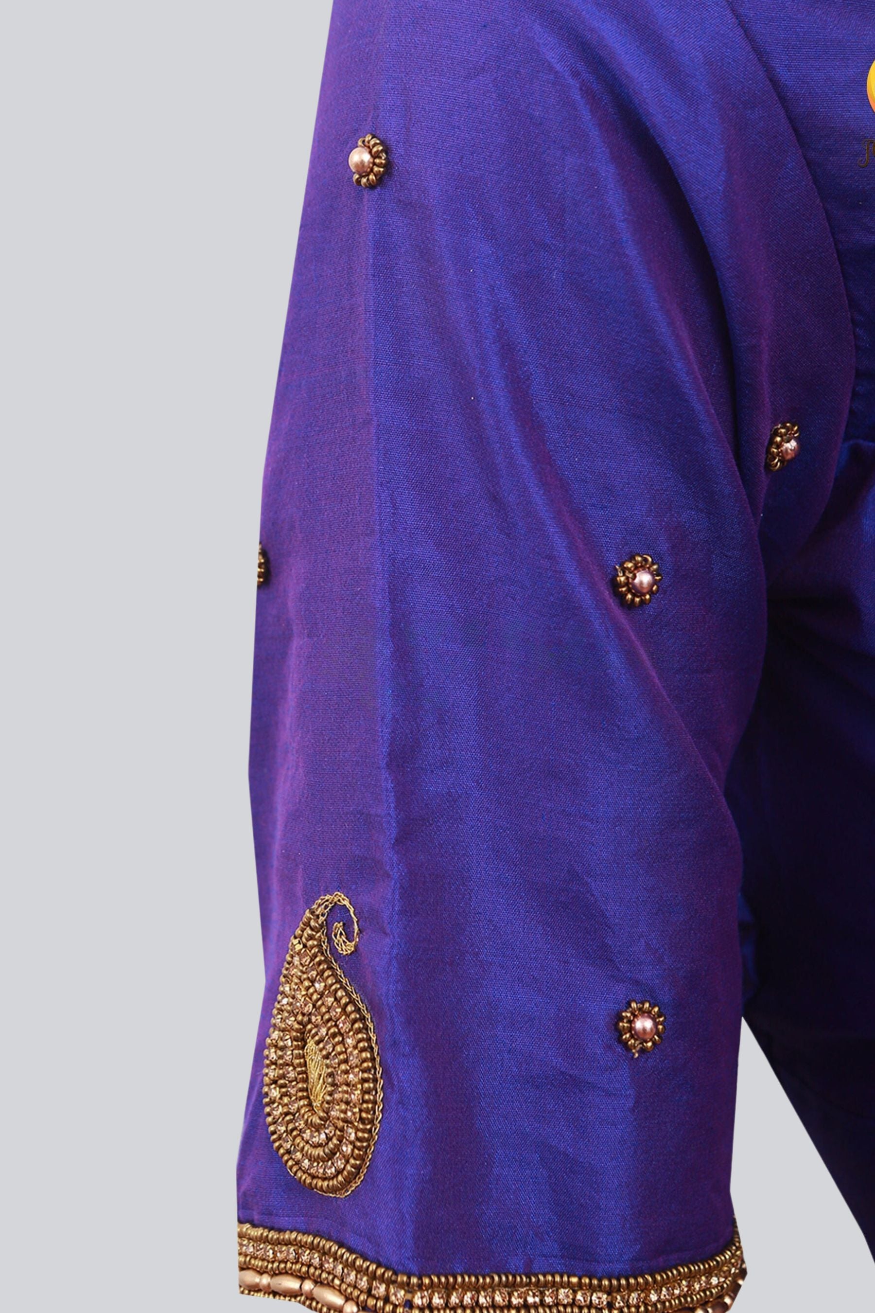 Gorgeous Violet Aari Work Silk Fabric Blouse For Women Blouse JCS Fashions