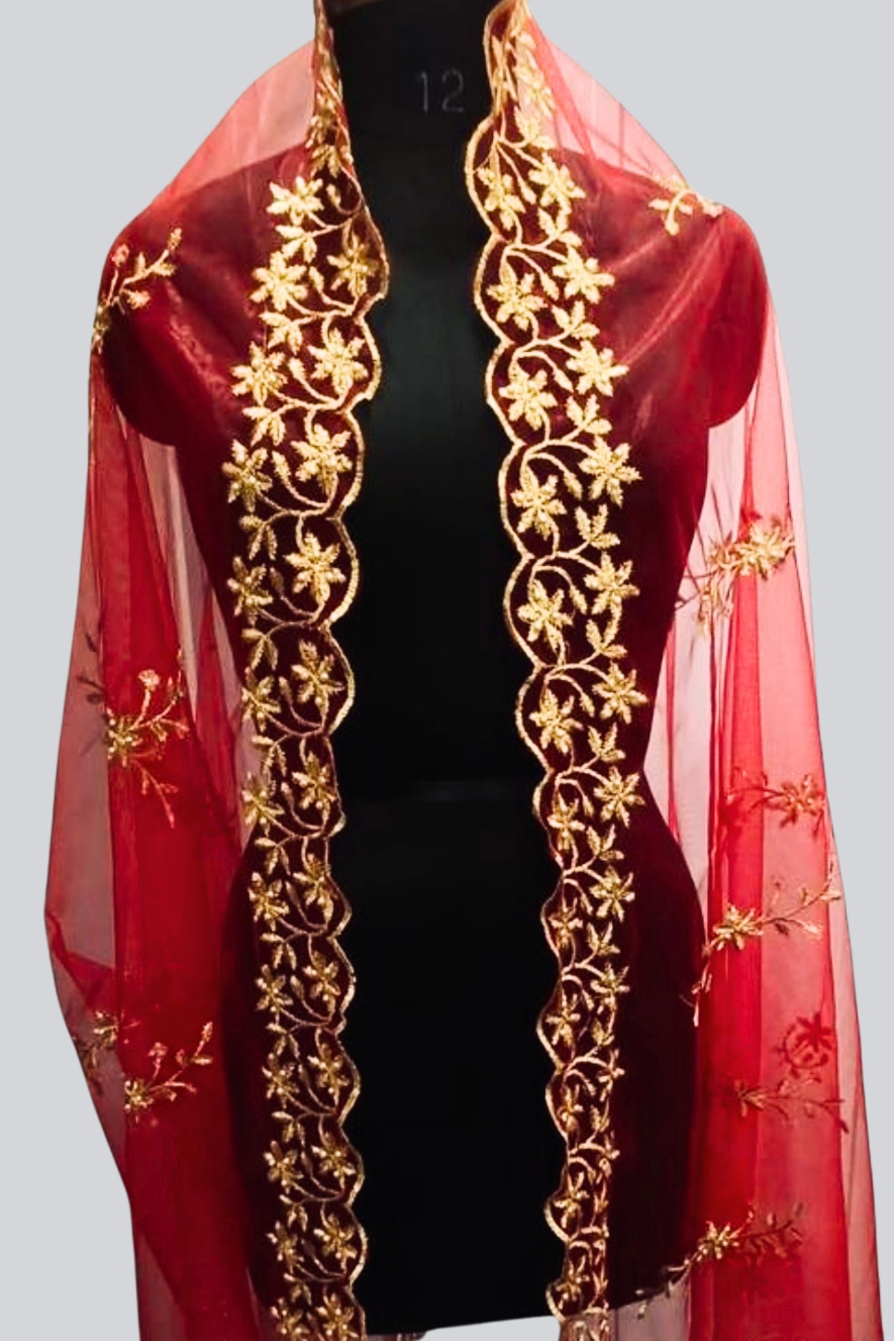 JCSFashions Elegant Designer Embroidered Cutwork Dupatta