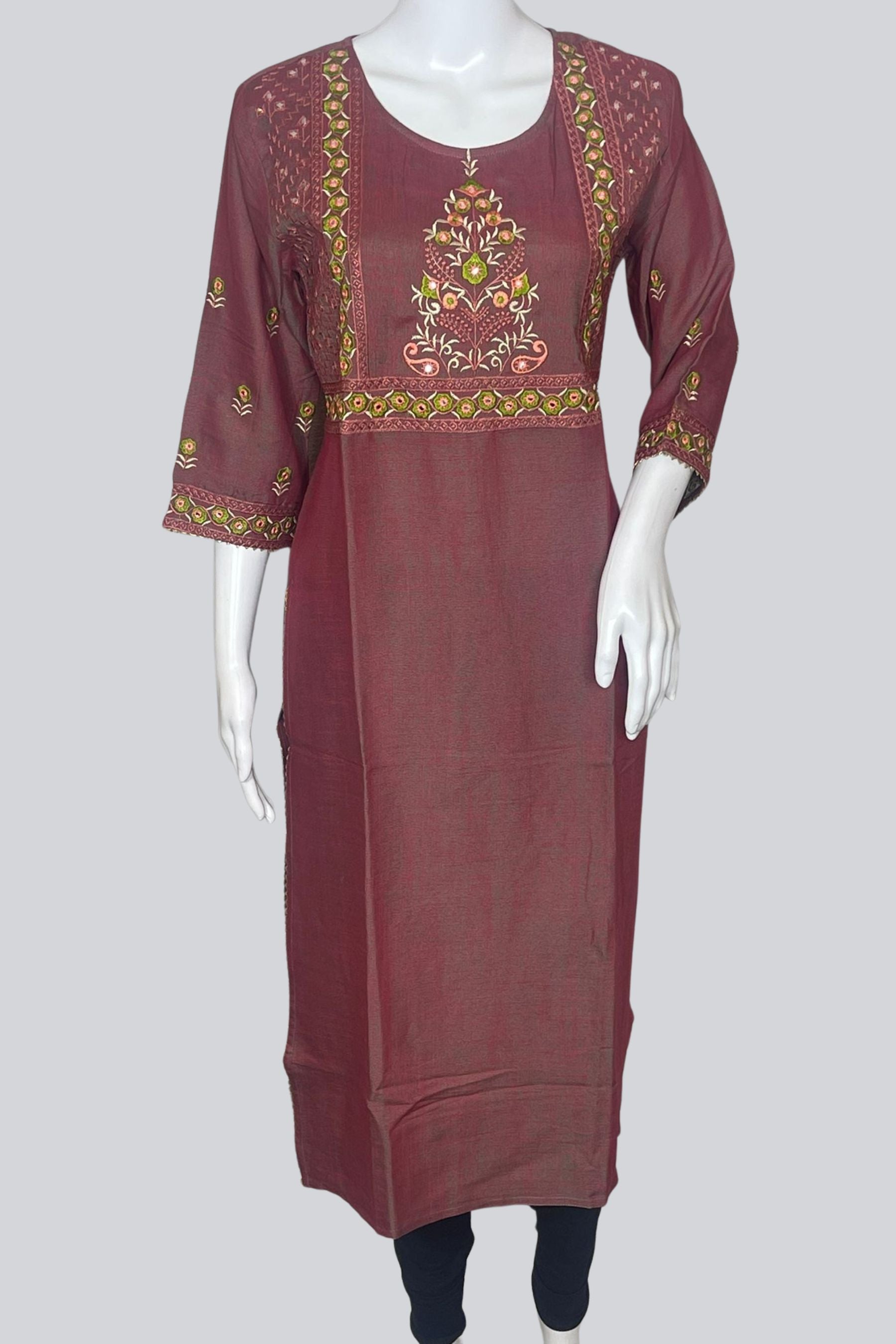 Chic Cotton Kurti: Mirror & Embroidery Detail - JCS Fashions KURTI JCS Fashions