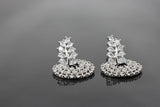 Elegant Silver Polish Designer Earrings with Gleaming White Stones