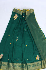 Heavy Moonga Silk Saree with Banarasi Weaving & Zardosi Work Blouse