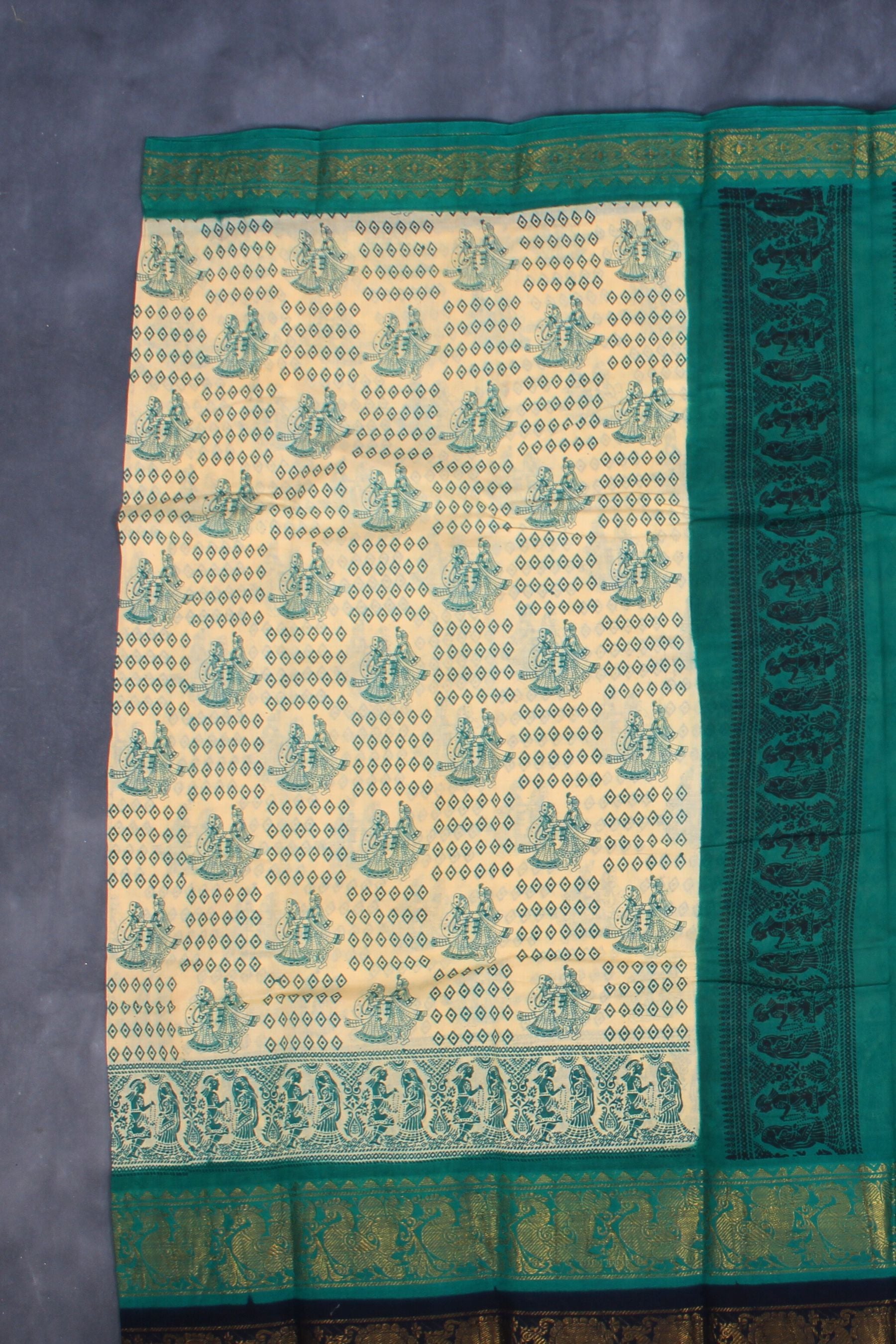 Madurai Pure Sungudi Cotton Saree with Elegant Double Borders