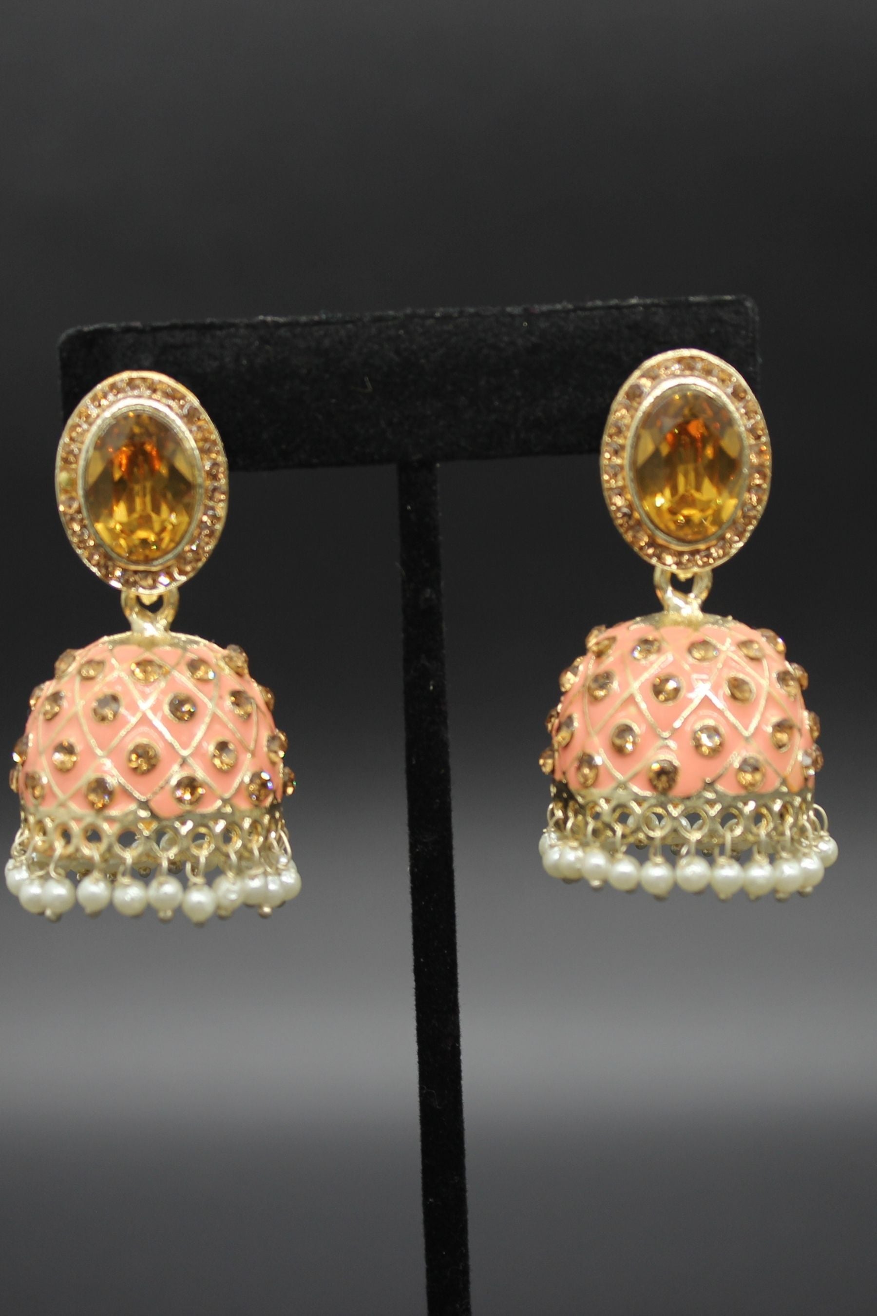 Kundan Jhumka Earrings With stones. Multiple Colors Available Jewelry JCS Fashions