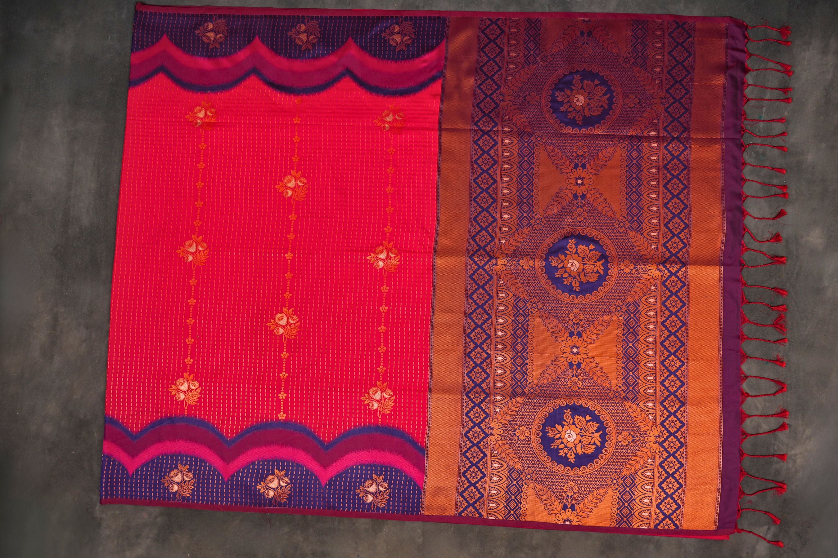 Luxurious Kanchipuram Semi-Silk Saree with Copper Zari Saree JCS Fashions