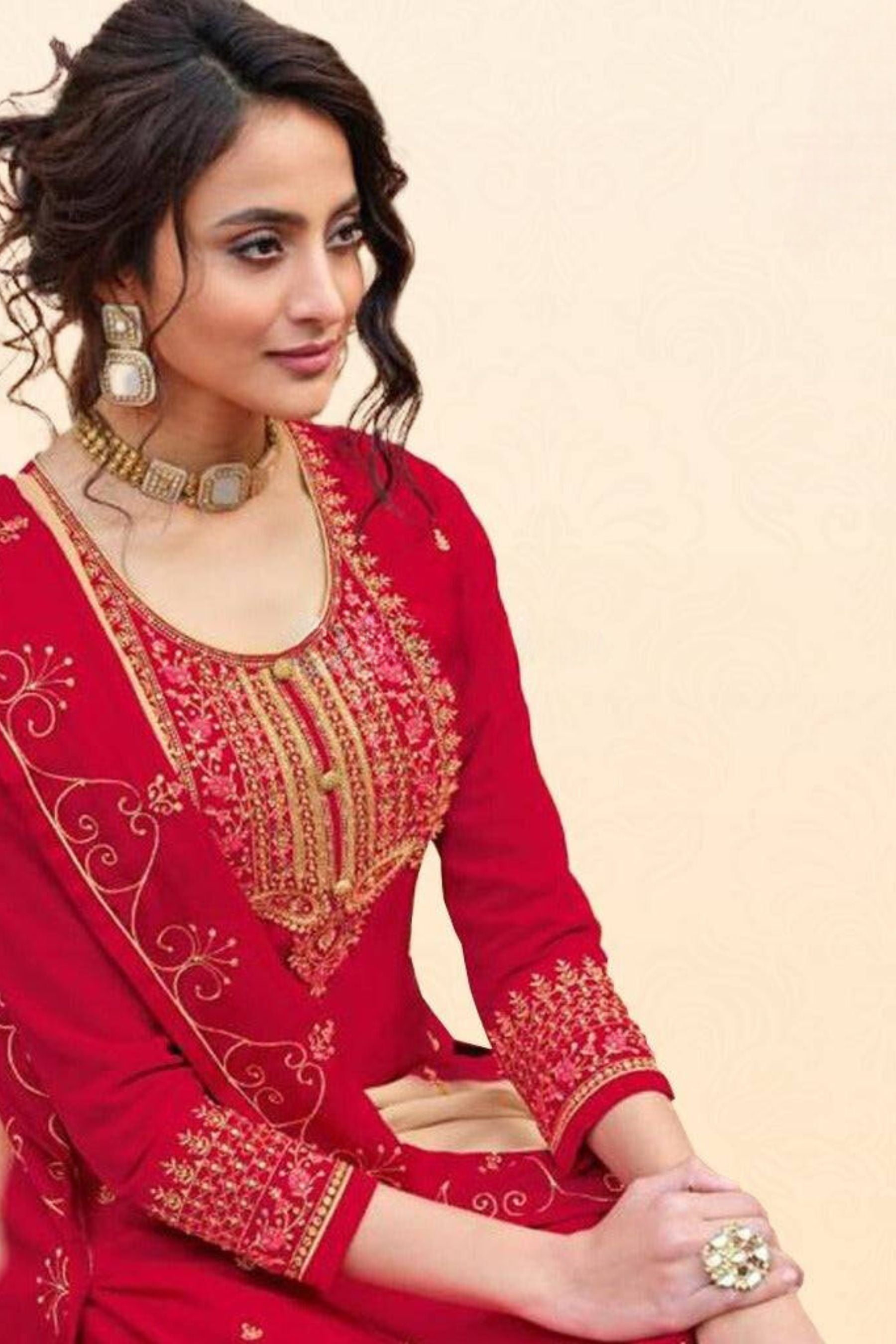 Red Salwar Set with Dupatta: Vibrant Elegance | JCSFashions Kurti JCS Fashions