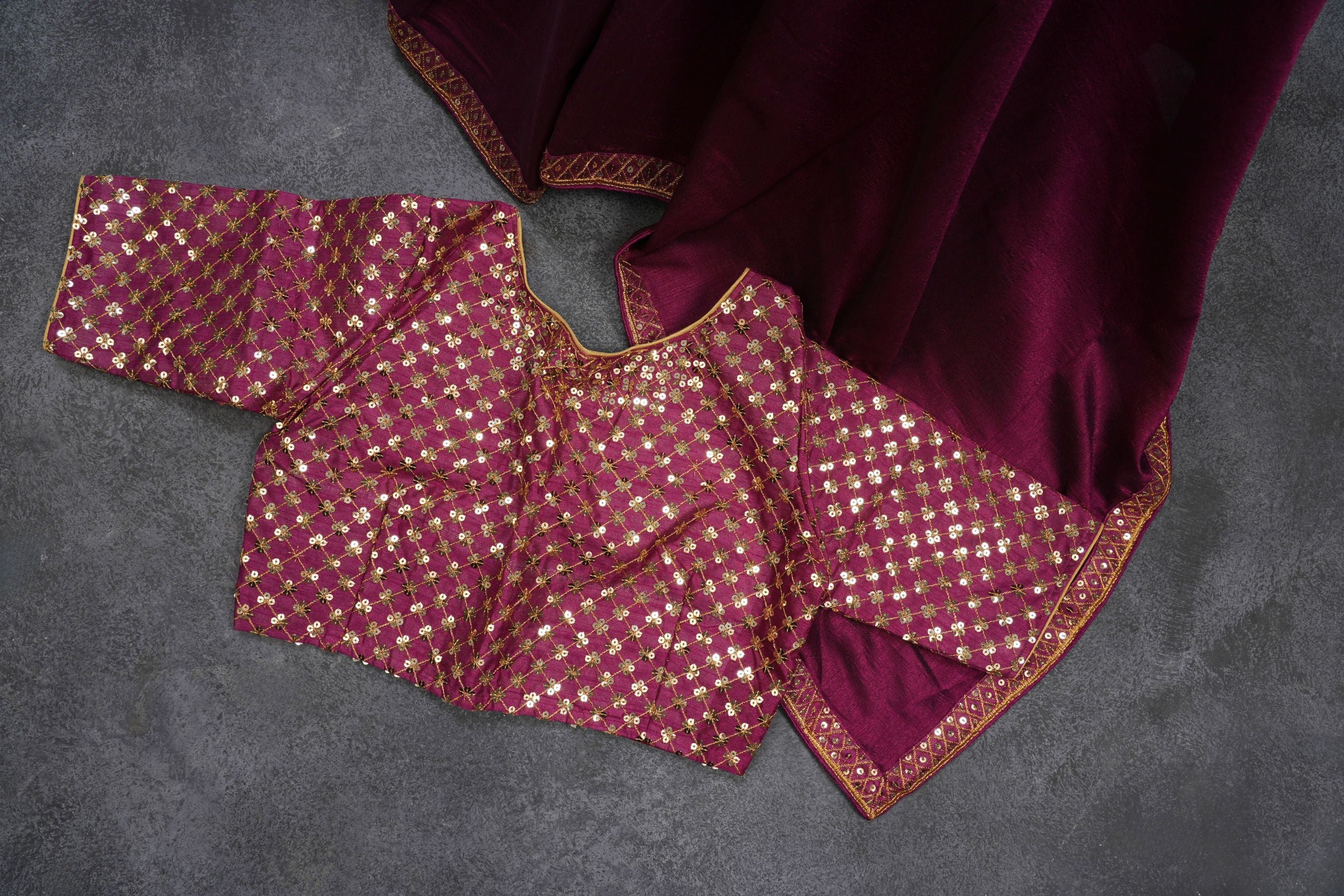 Chic Silk Saree with Sequins Lace and Designer Blouse Saree JCS Fashions