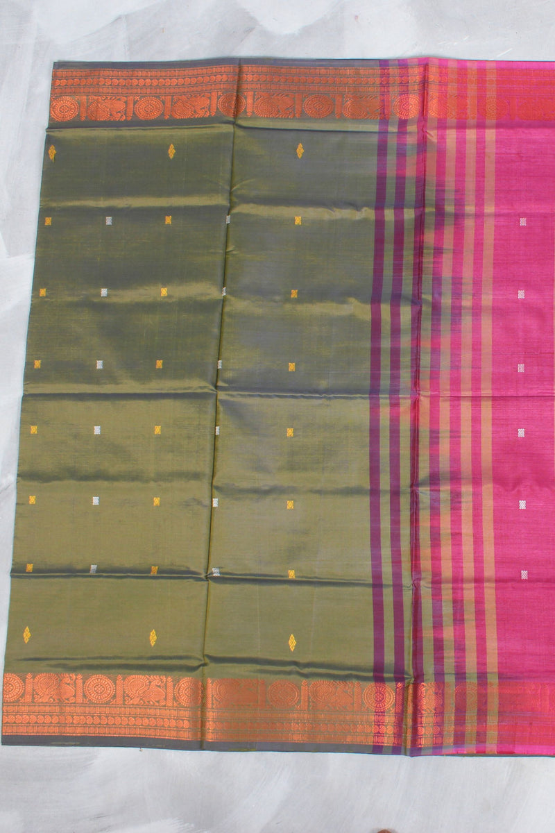 Eco-Friendly Banana Pith Saree with Opulent Zari Border from JCSFashions