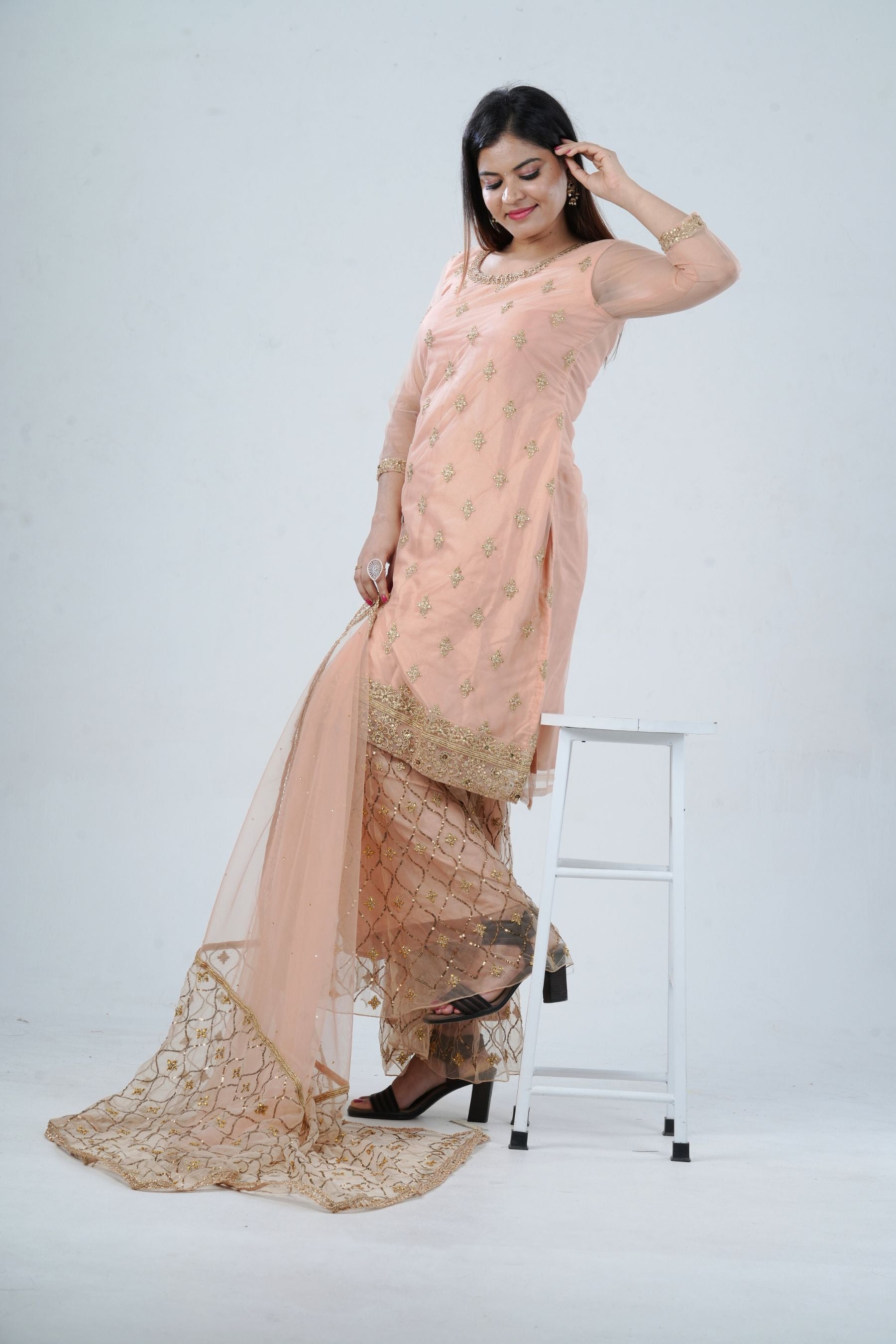 Ethnic Elegance: Soft Net Sharara - Perfect for Special Occasions KURTI JCS Fashions