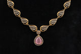 Regal Gold-Polished Jewelry Stone Neck Set - Handcrafted Statement Piece