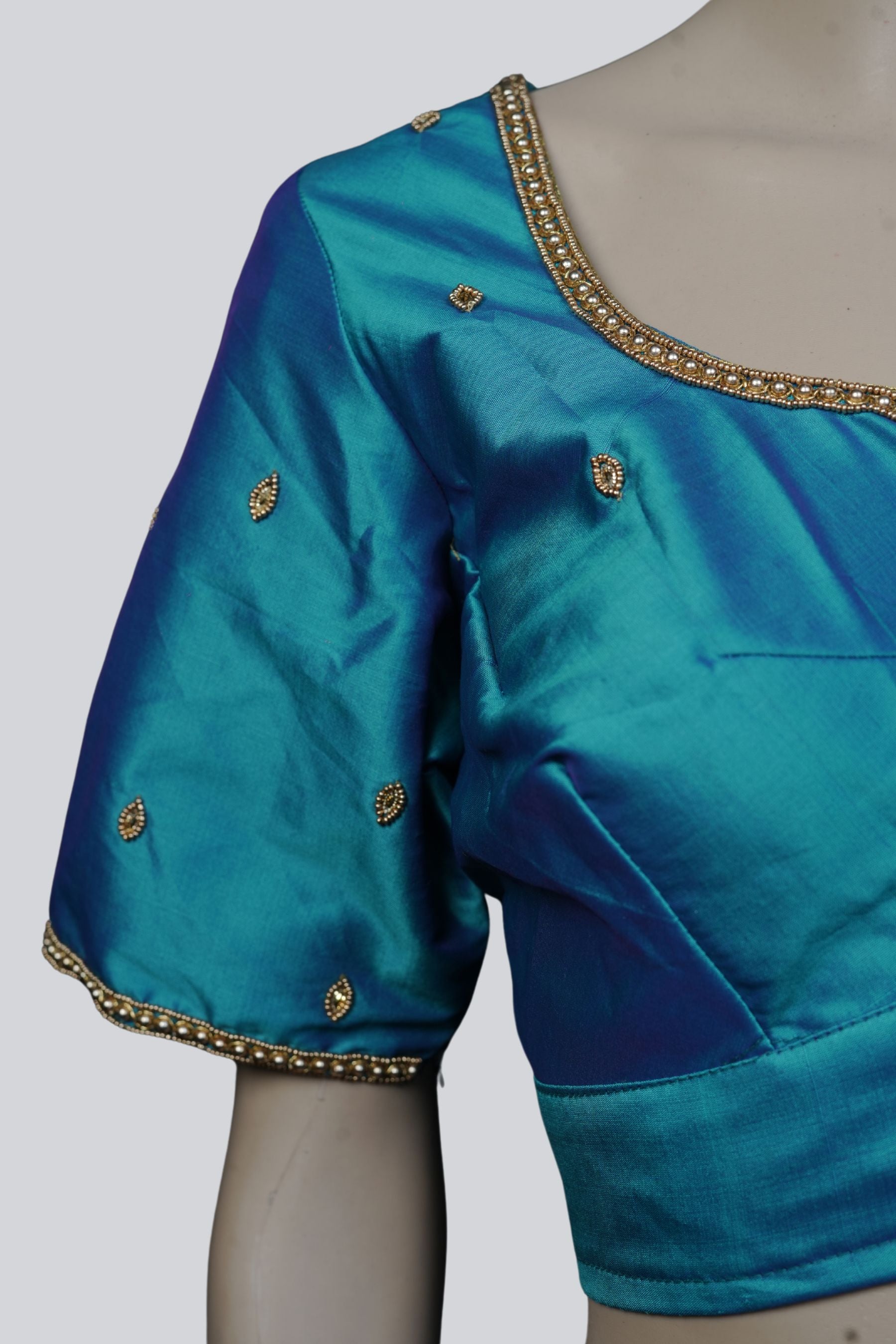 Aari Work Blouse in Stunning Blue - Exquisite Craftsmanship |JCSFashions Blouse JCS Fashions