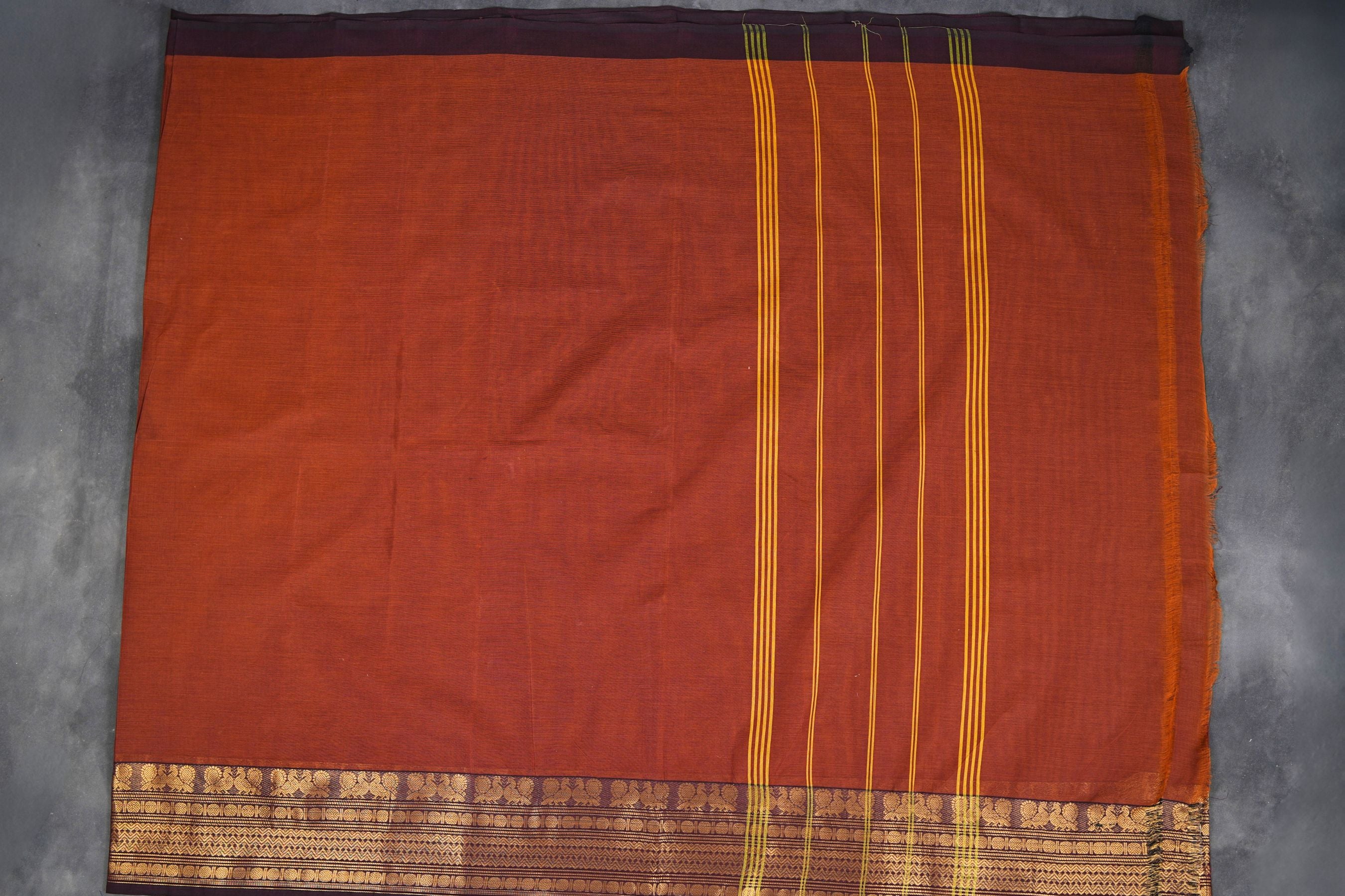 Chettinad Cotton Saree - 80-Thread Count with Elegant One-Side Border Saree JCS Fashions