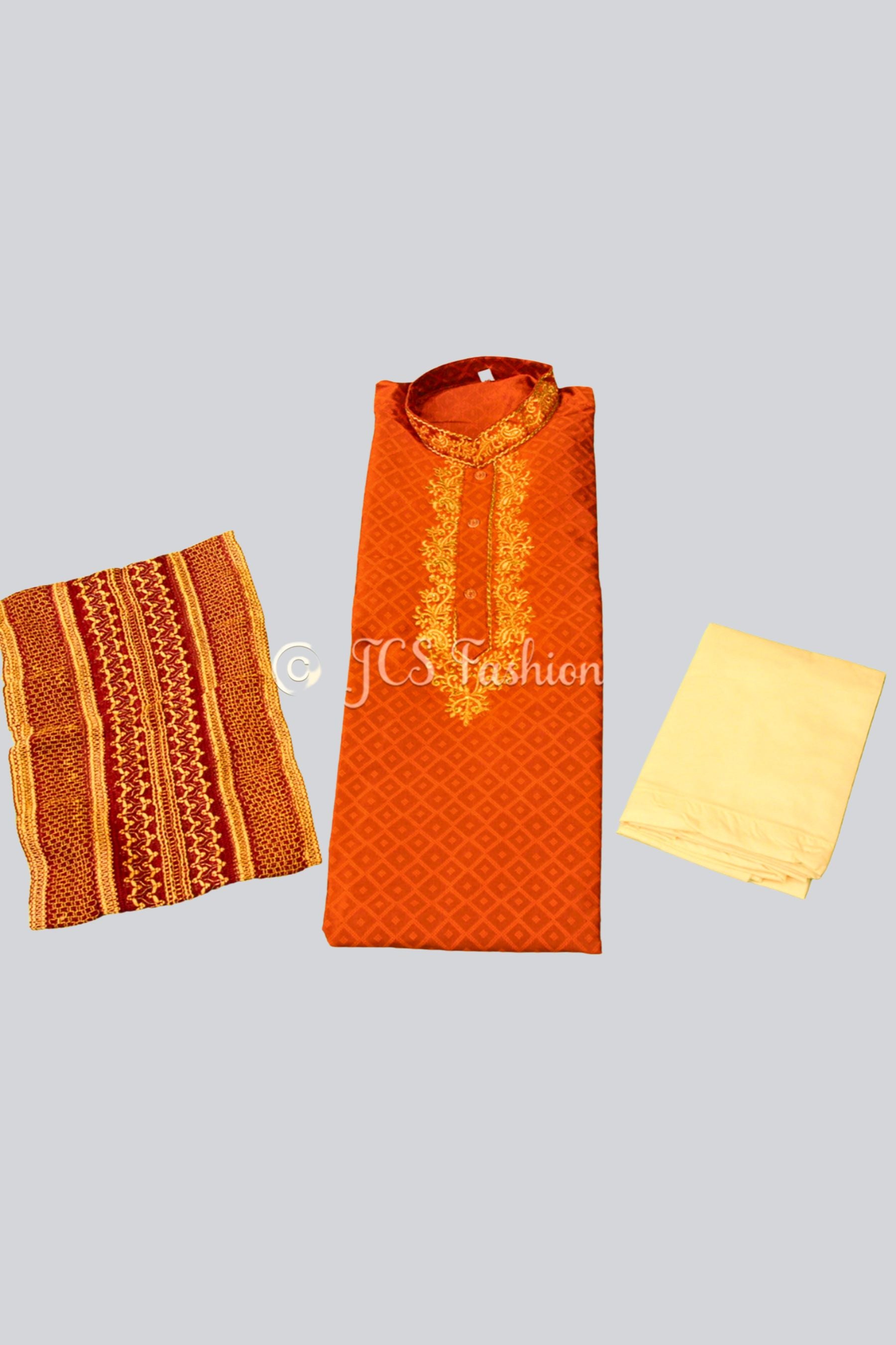 Silk Kurta Pajama Set with Embroidery & Zari Work | Elegant Ethnic Wear MEN JCS Fashions