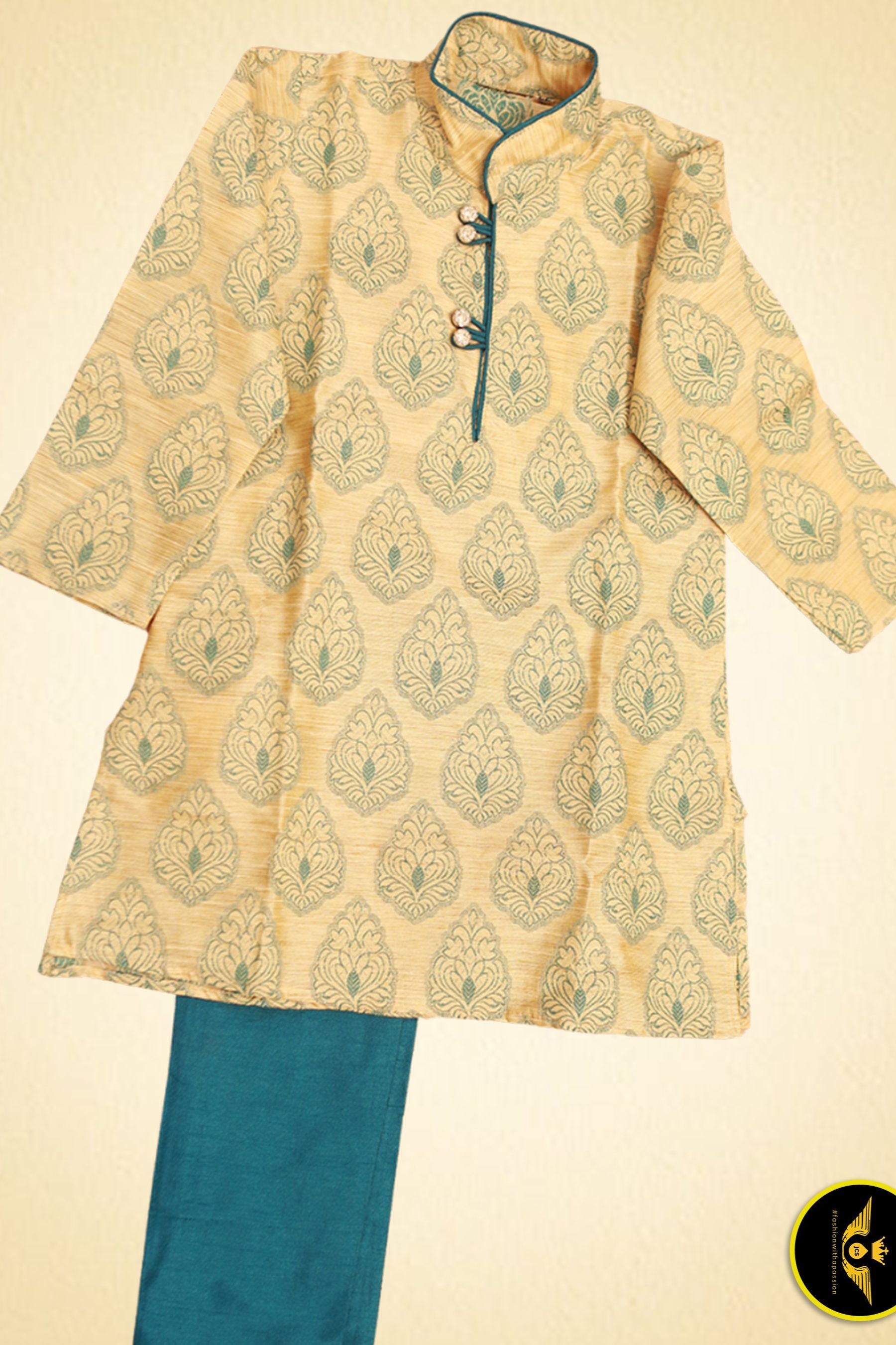 Charming Boys Kurta Pajama Set: Traditionally Stylish & Comfortable Attire BOYS JCS Fashions Pista Green 16