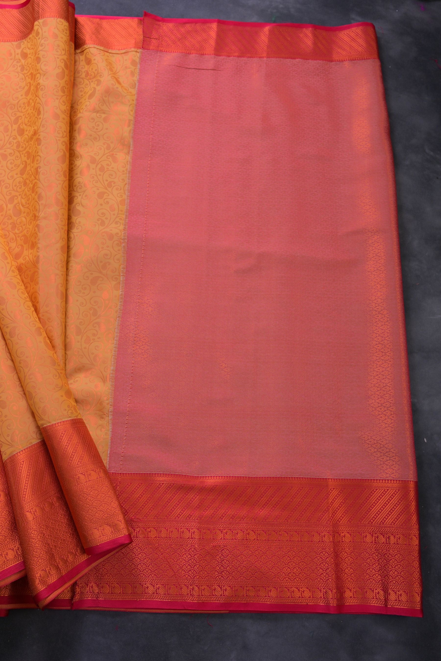 Golden Zari Semi-Silk Saree with Mango-Leaf Motif - Traditional Elegance Saree JCS Fashions