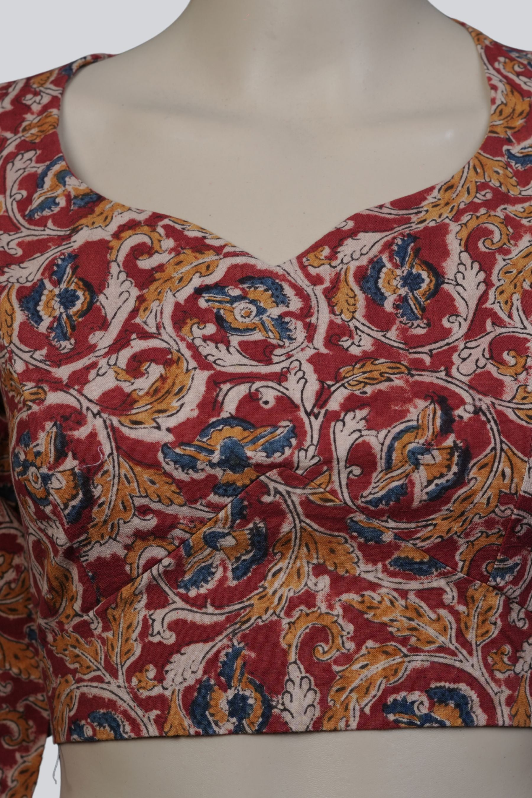 Kalamkari Delight: JCS Fashions Exclusive Back Open Blouse with Tassels Blouse JCS Fashions