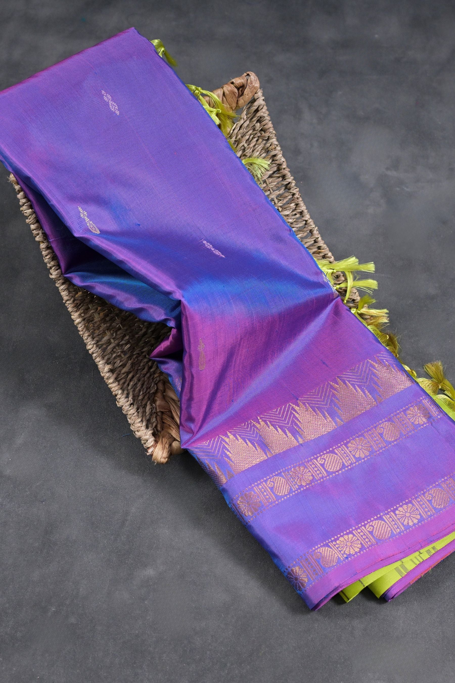 Eco-friendly Handwoven Banana Pith Saree with Gold Zari Border Saree JCS Fashions