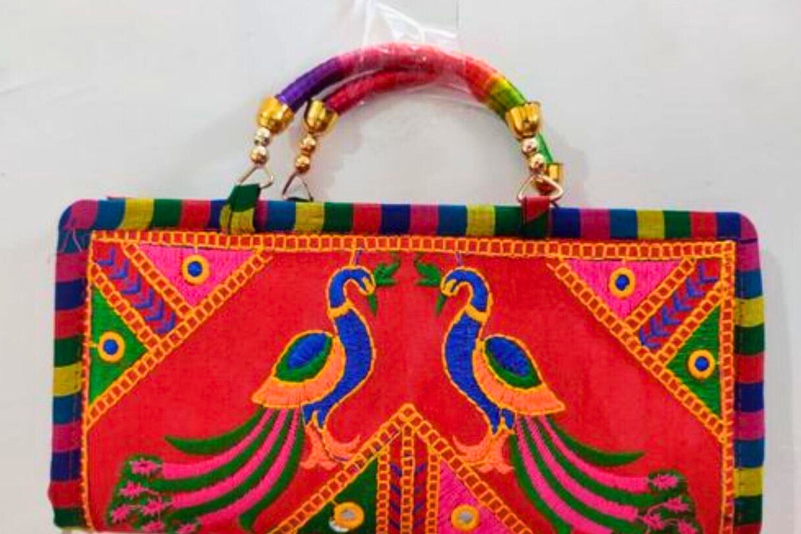 Traditional Rajasthani Embroidered Clutch - Chic Multicolored Accessory Clutch JCS Fashions Red 10*1