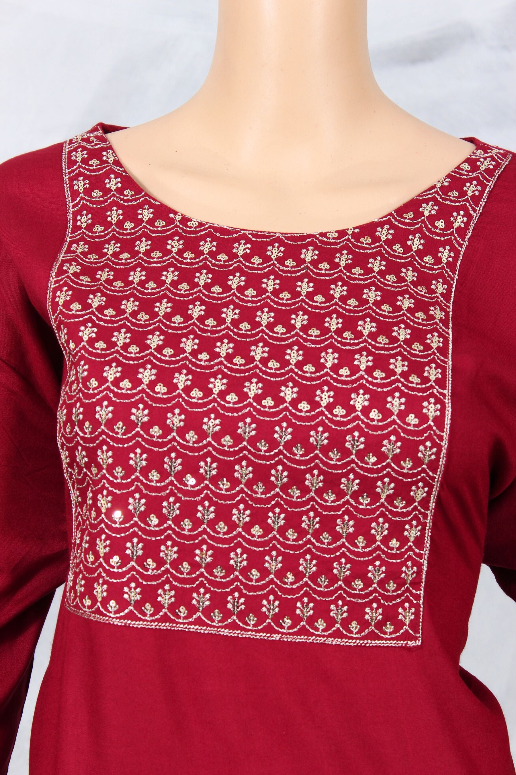 Zari Embroidery & Sequence Cotton Kurti: Comfortable Traditional Elegance KURTI JCS Fashions