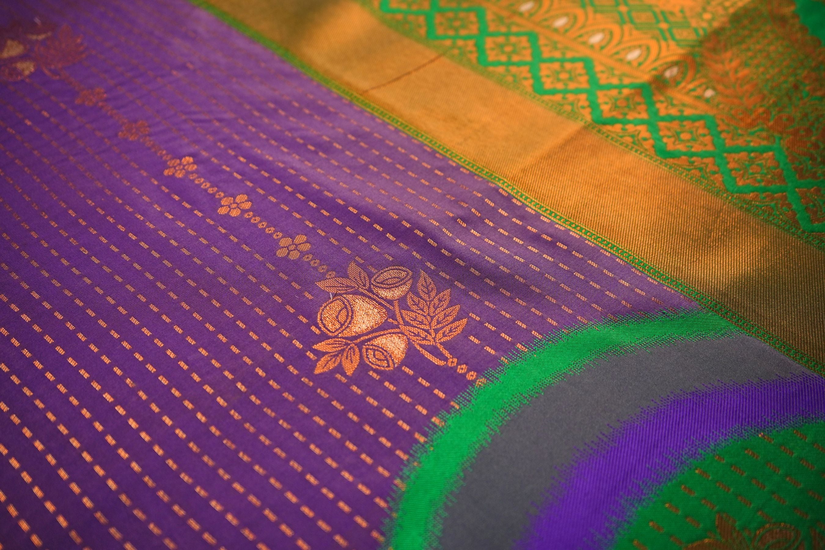 Luxurious Kanchipuram Semi Silk Saree with Copper Zari Lines Saree JCS Fashions