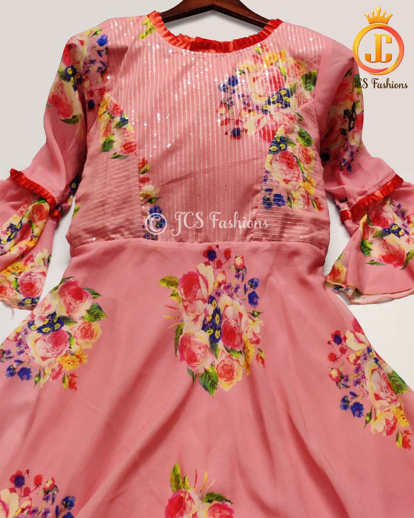 Beautiful Floral Printed Designer Long Frock | JCS Fashions KURTI JCS Fashions