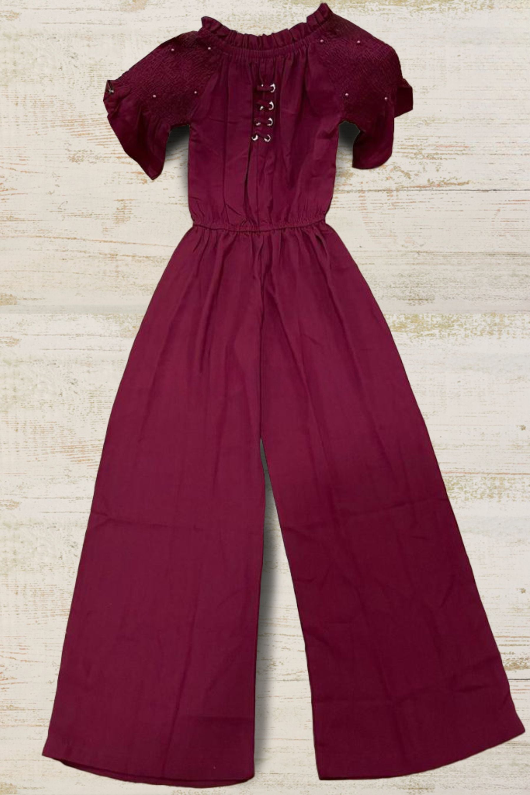 Off-Shoulder Neck Pattern Premium Georgette Jump Suits KURTI JCS Fashions Maroon Small (36)