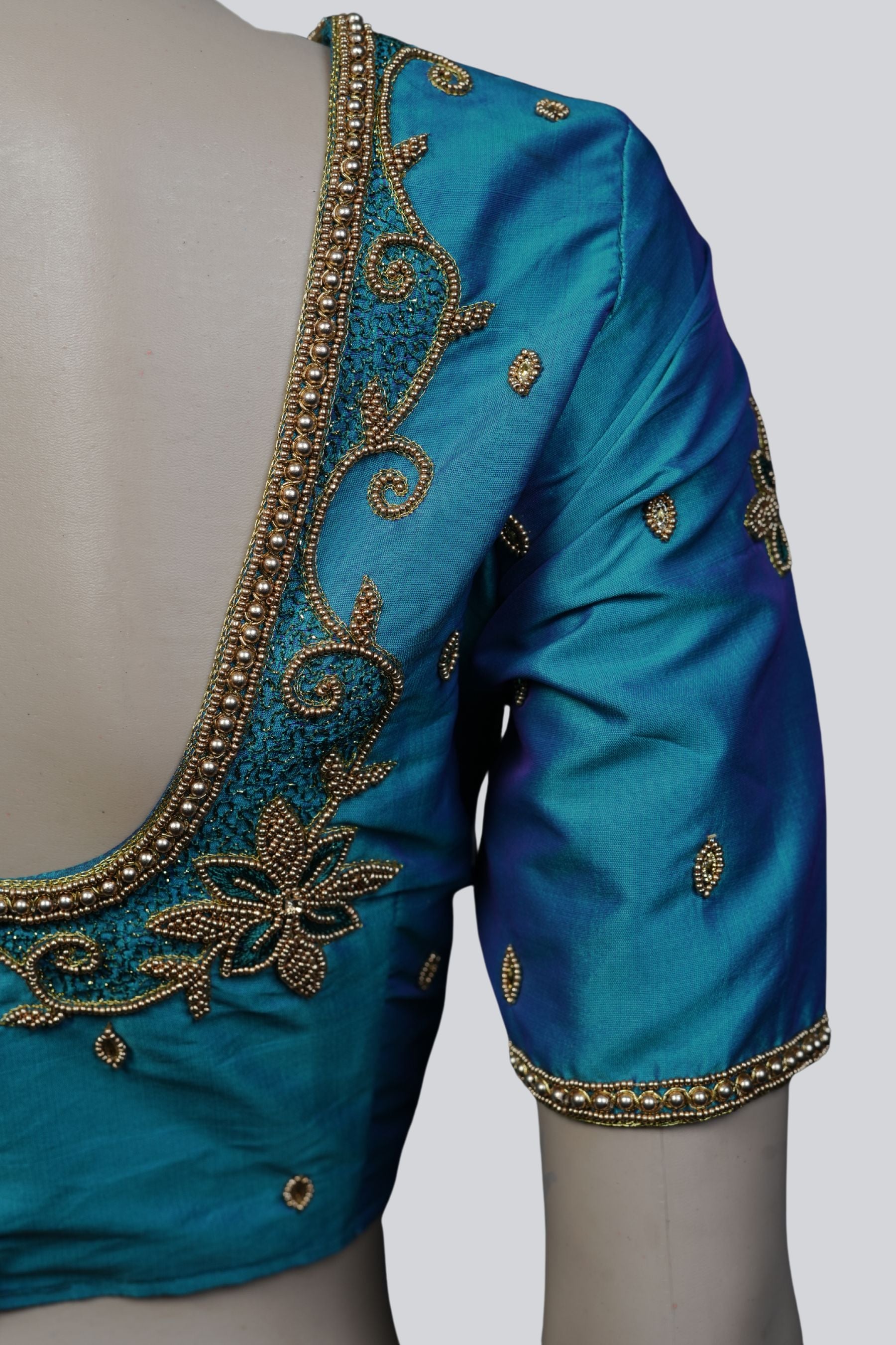 Aari Work Blouse in Stunning Blue - Exquisite Craftsmanship |JCSFashions Blouse JCS Fashions