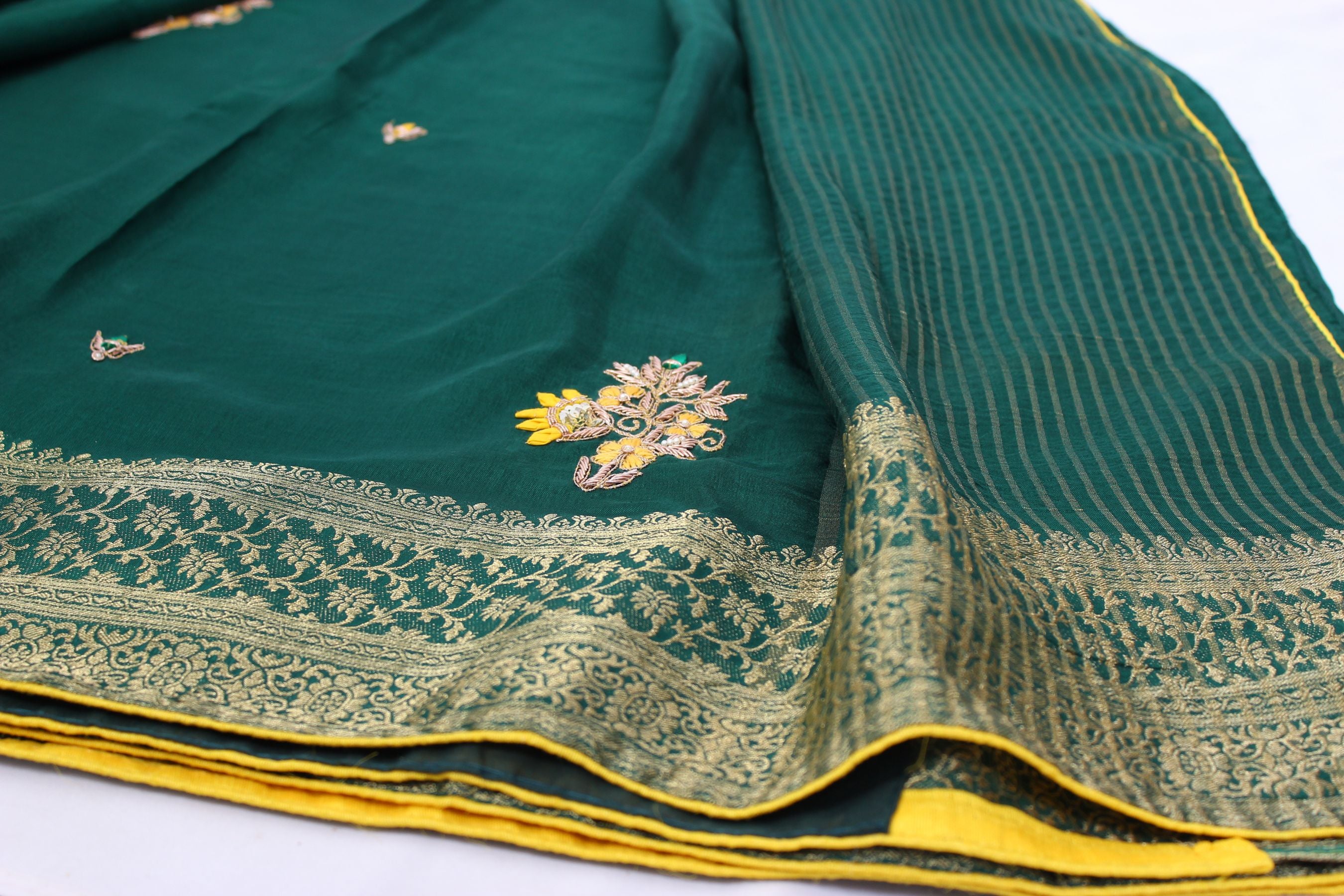 Heavy Moonga Silk Saree with Banarasi Weaving & Zardosi Work Blouse SAREE JCS Fashions