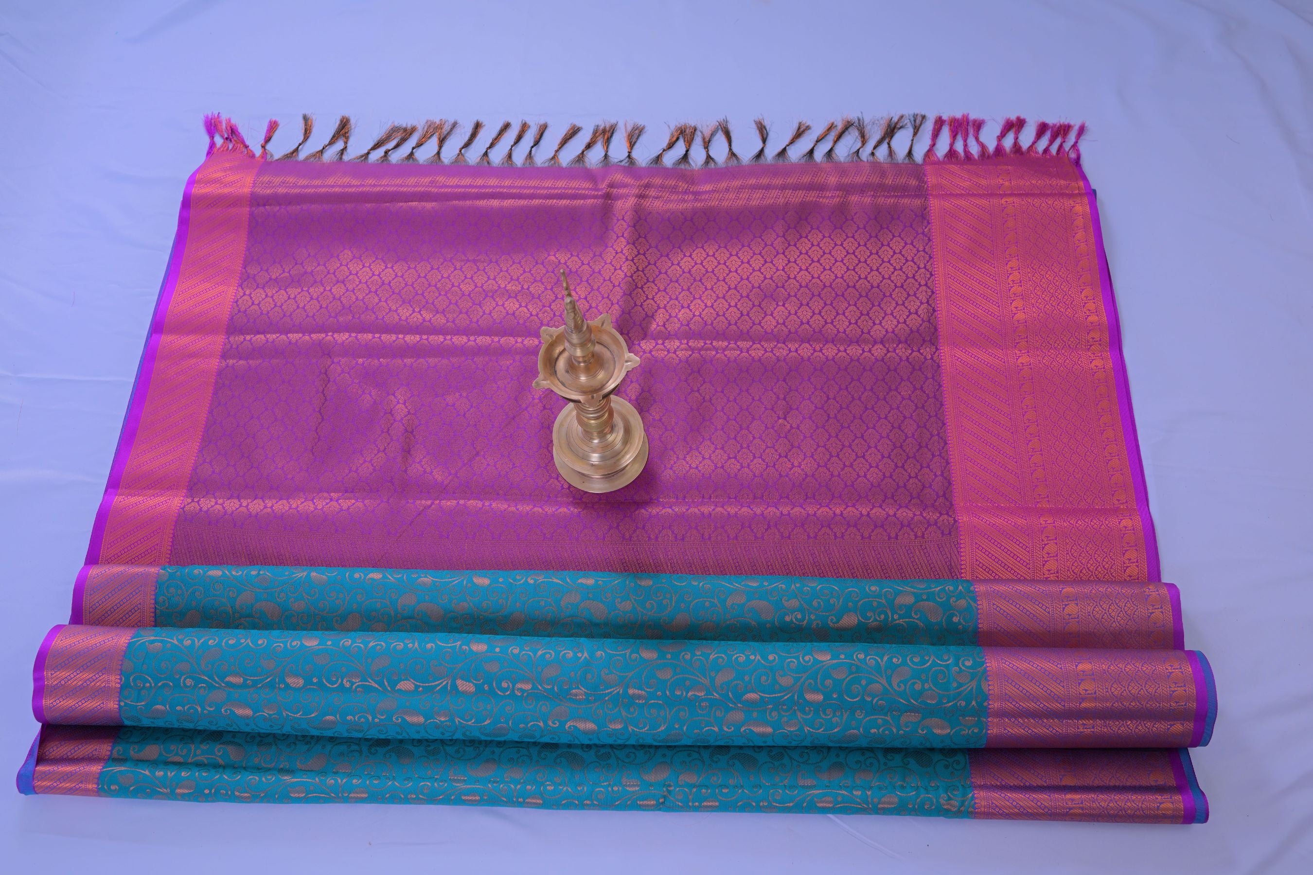 Elegant Semi-Silk Saree with Golden Zari & Mango Leaf Design -JCSFashion Saree JCS Fashions