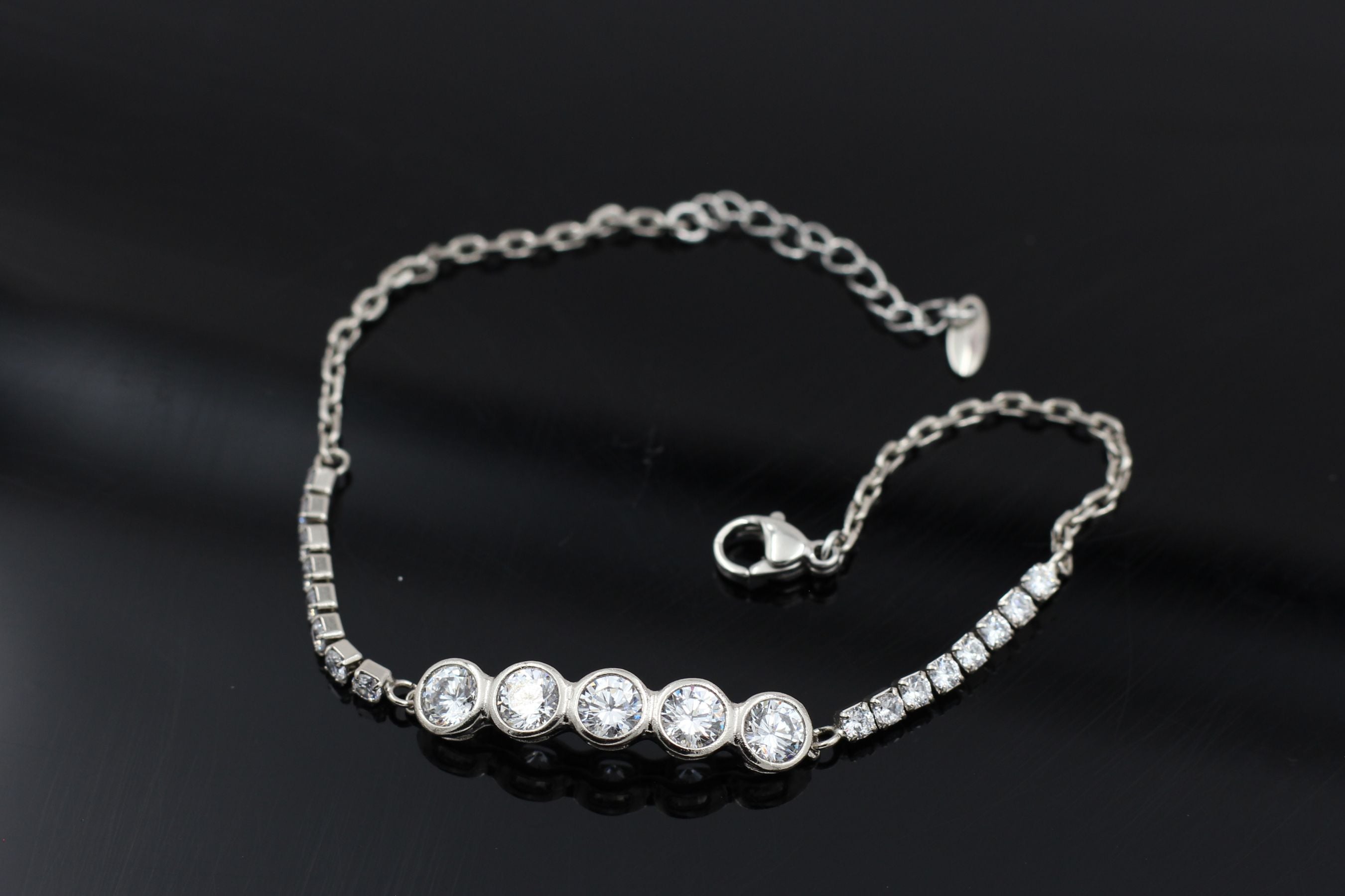 Chic XUPING Silver Bracelet with Dazzling White Stones - JCSFashions Jewelry JCS Fashions