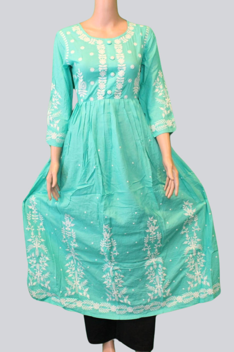 Radiant Rayon: Stunning Long Gown with Beautiful Embroidery