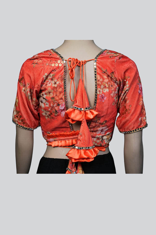 Sabyasachi Elegance: Orange Inspired Blouse – Exquisite Fashion