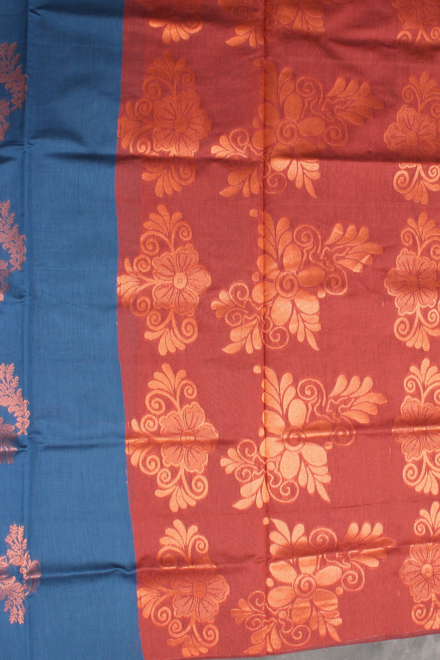 Elegant Pure Silk Cotton Saree with Bold Motifs - Borderless Design Saree JCS Fashions