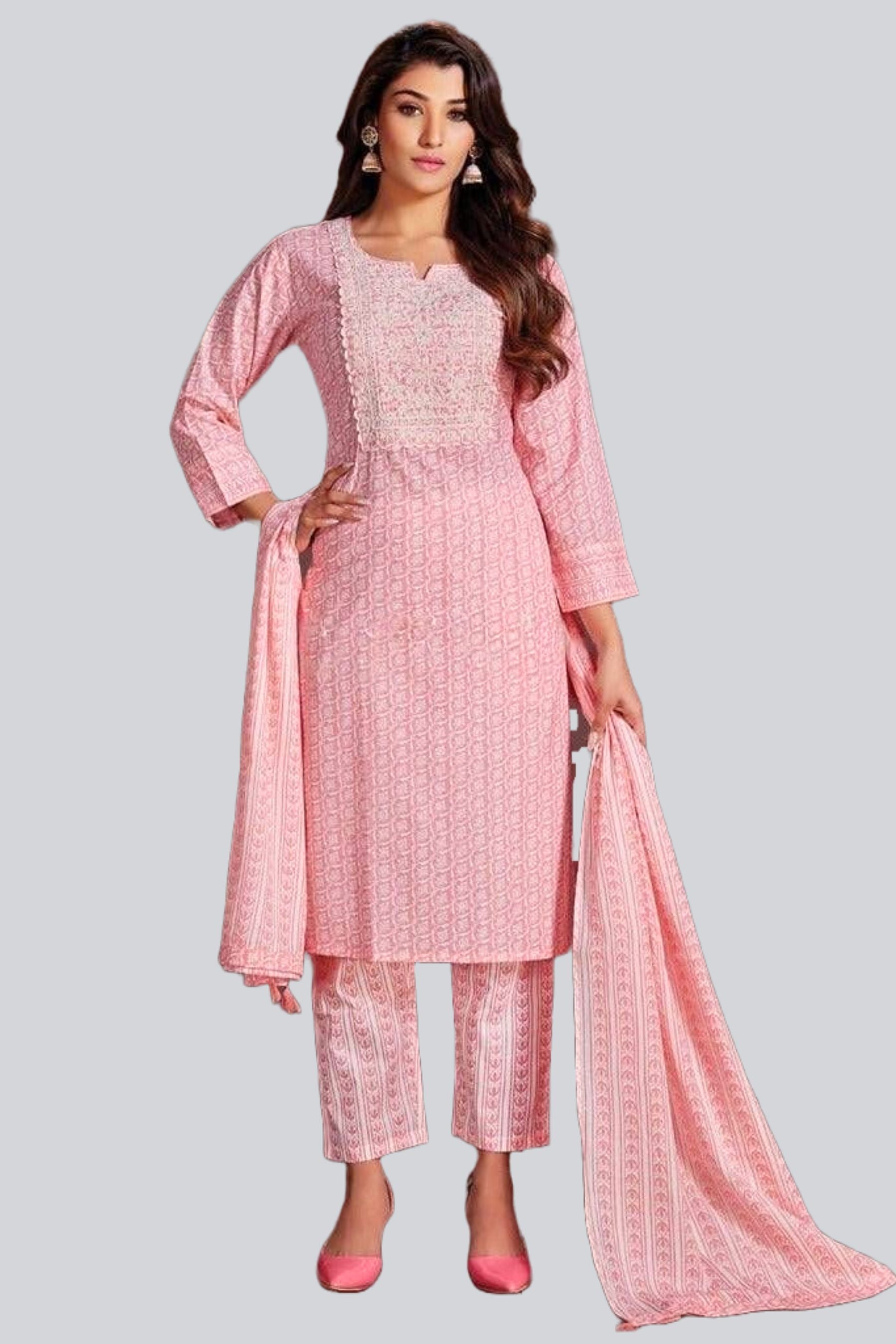 Cotton Salwar Set Elevate Your Look with New Diamond Print Fabric Kurti JCS Fashions Pink Large (40)