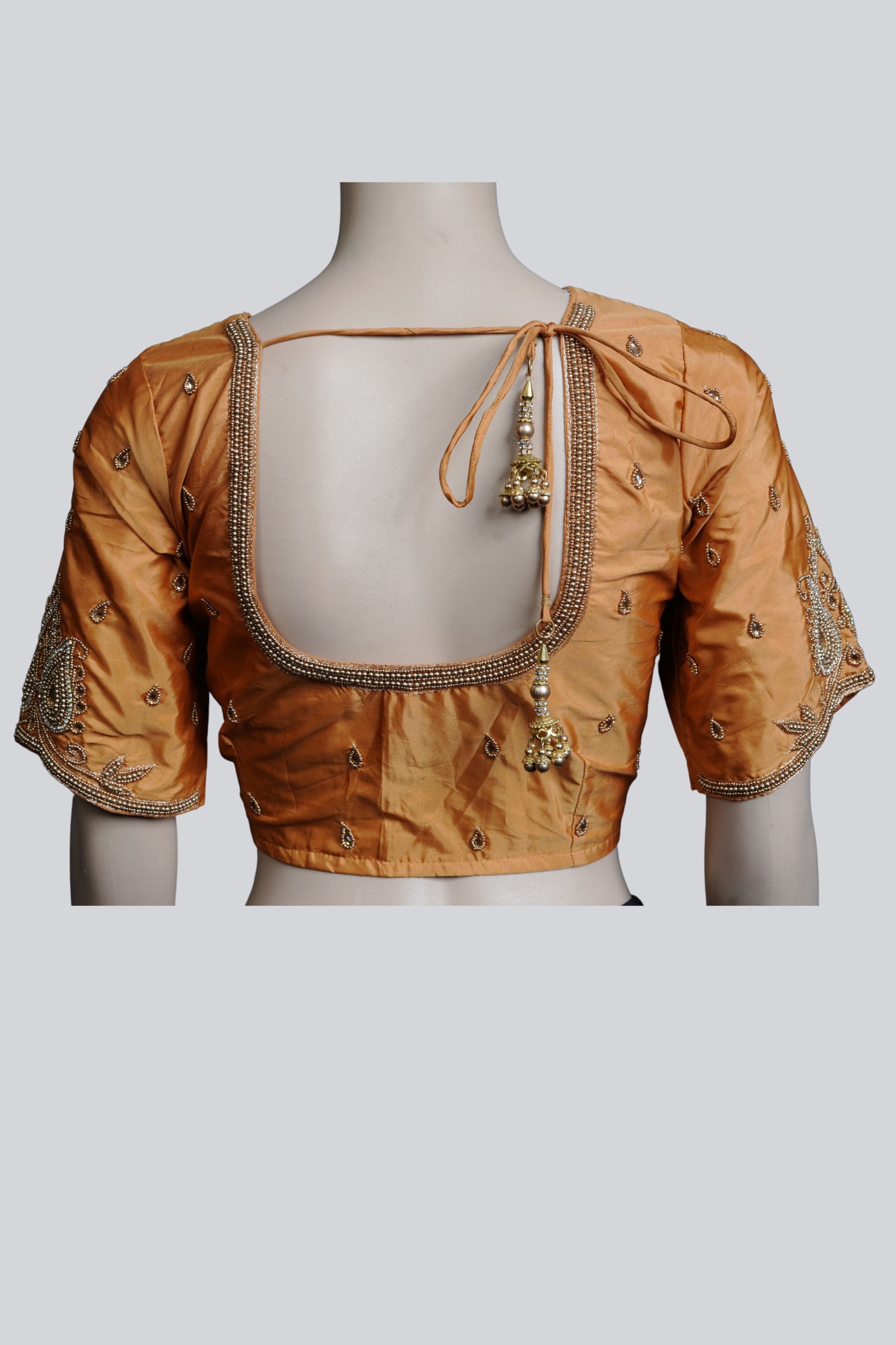 Maggam Work Blouse with Fancy Tassels - Elegant & Heavy Embellishments Blouse JCS Fashions