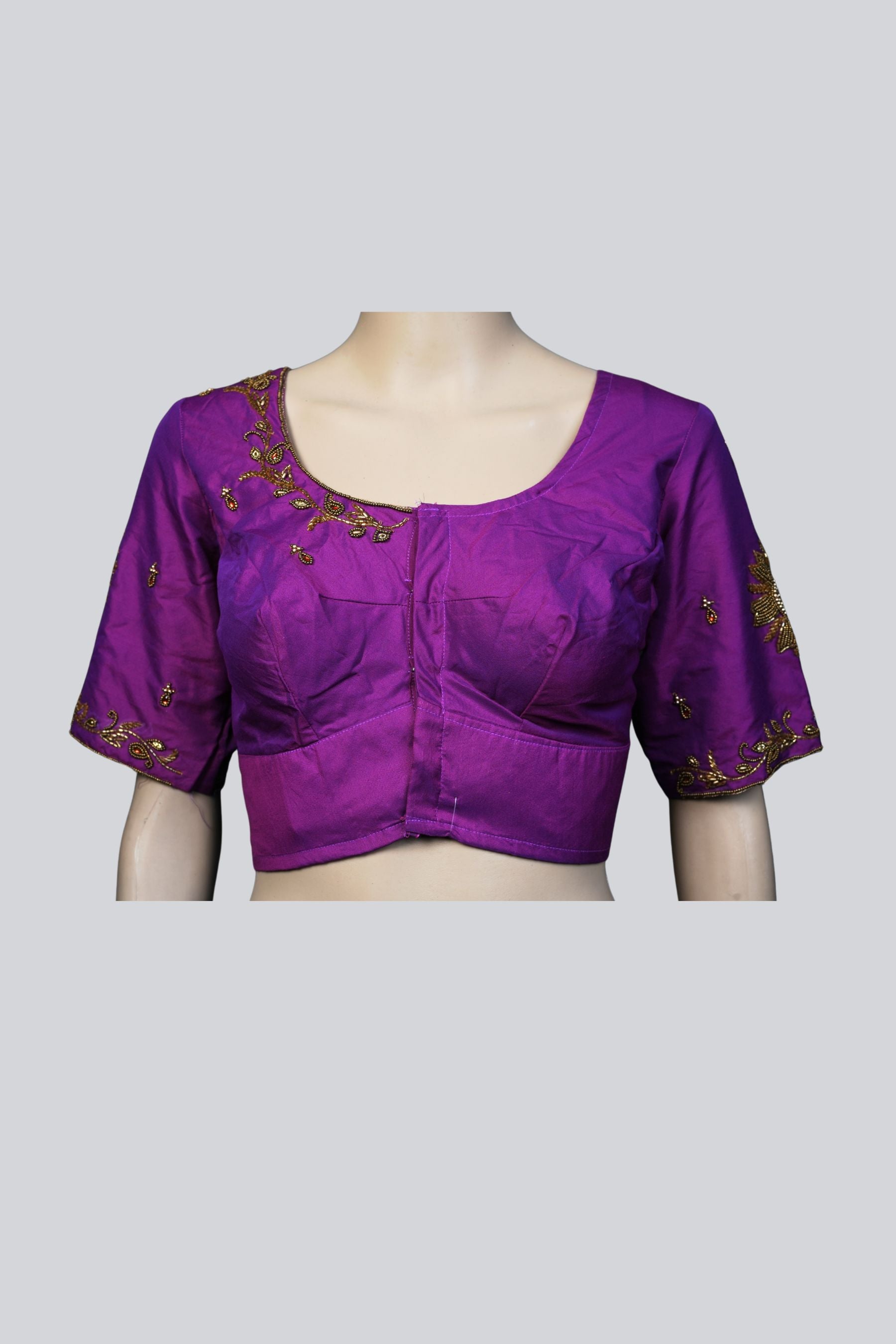 Exquisite Aari Work Bridal Blouse - Perfect Fit for Your Special Day Blouse JCS Fashions violet 40