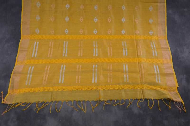 Regal Golden Silk-Cotton Saree: Lightweight & Handcrafted by JCSFashions