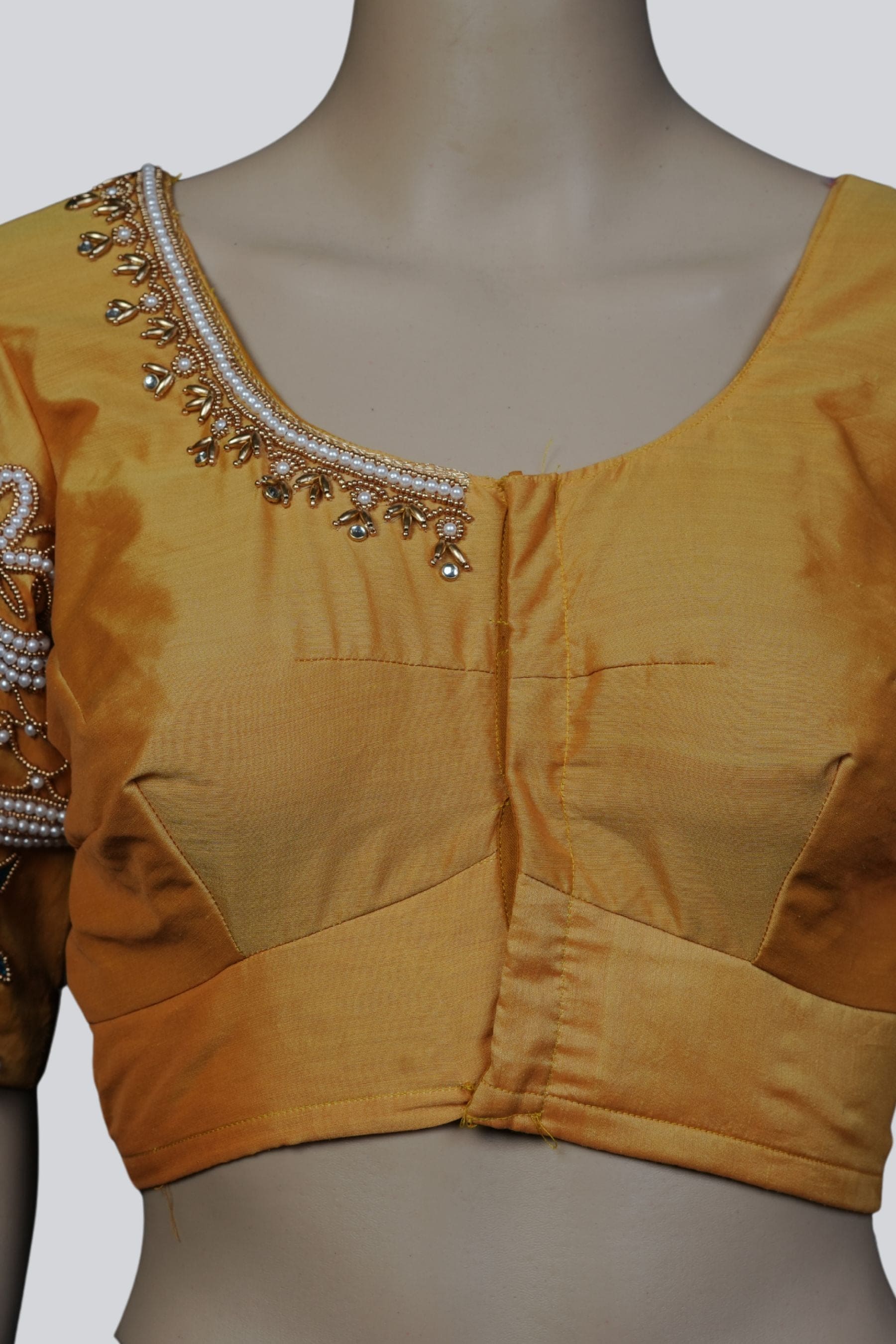 Regal Heavy Aari Work Bridal Blouse with Pearl Accents & Fancy Tassels Blouse JCS Fashions