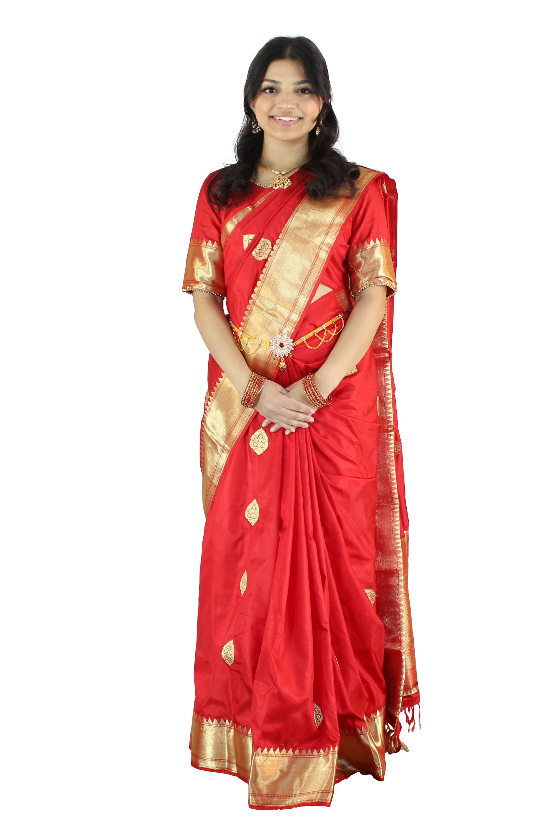 Luxurious Pure Banarasi Silk Saree With Blouse Piece SAREE JCS Fashions Red 5.5 meters