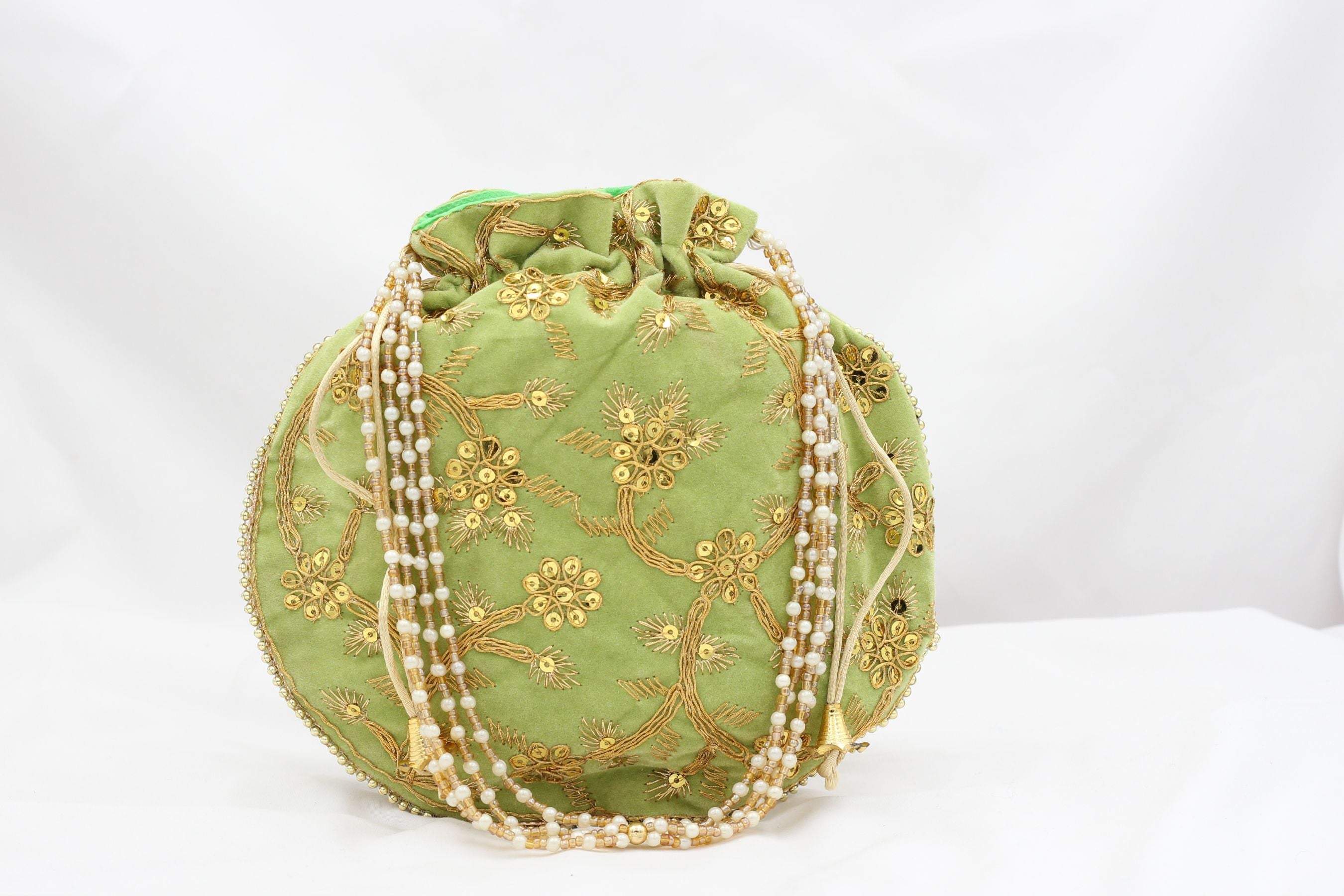 Embellished Colorful Potli for Women - Traditional & Jazzy Accessory Potli JCS Fashions Light green 22*23