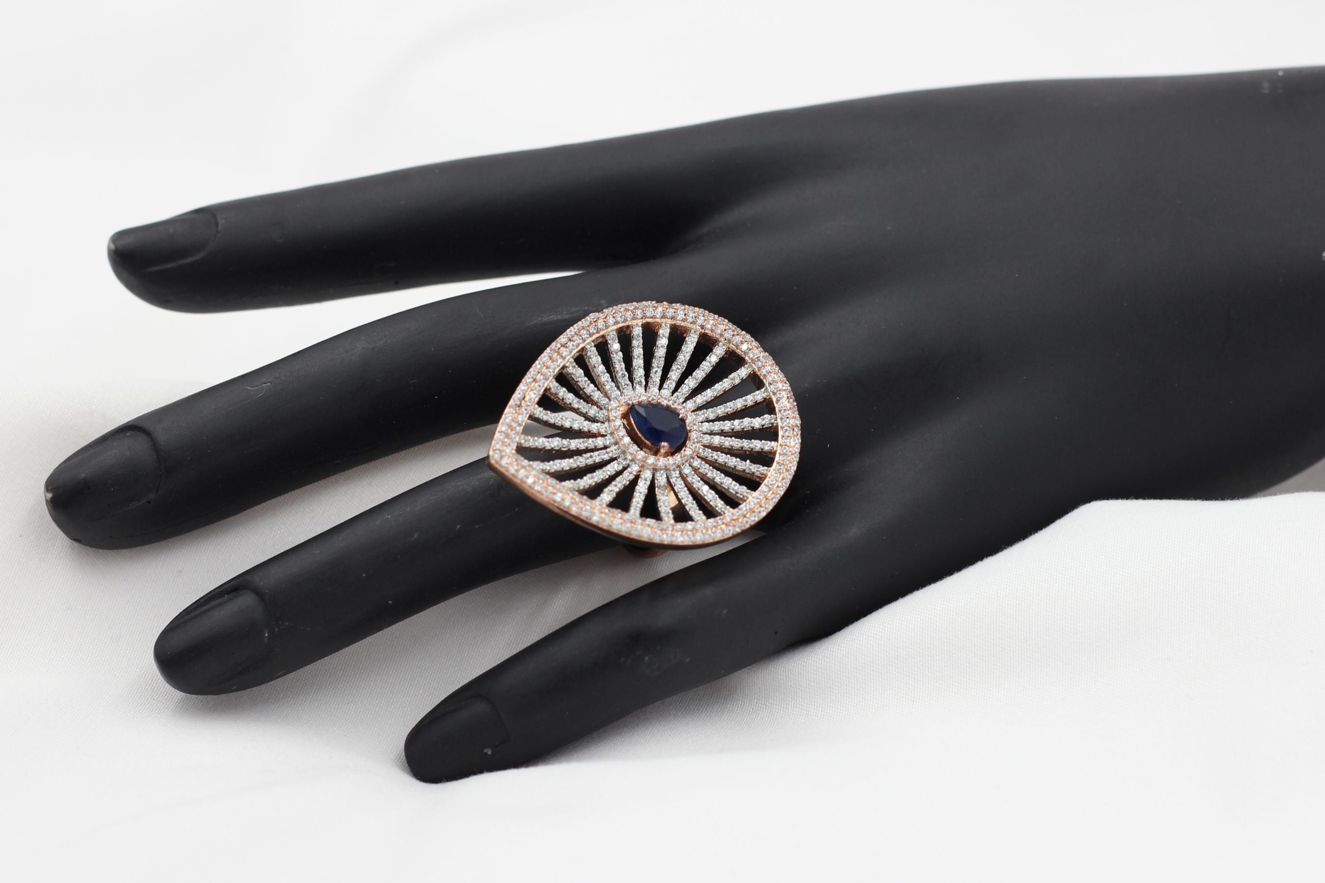 Rose Gold Adjustable Ring: Chic Stone-Encrusted Jewelry from JCS Fashions Jewelry JCS Fashions