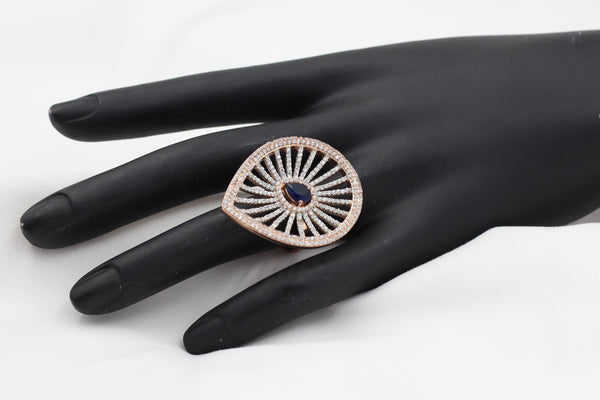 Rose Gold Adjustable Ring: Chic Stone-Encrusted Jewelry from JCS Fashions