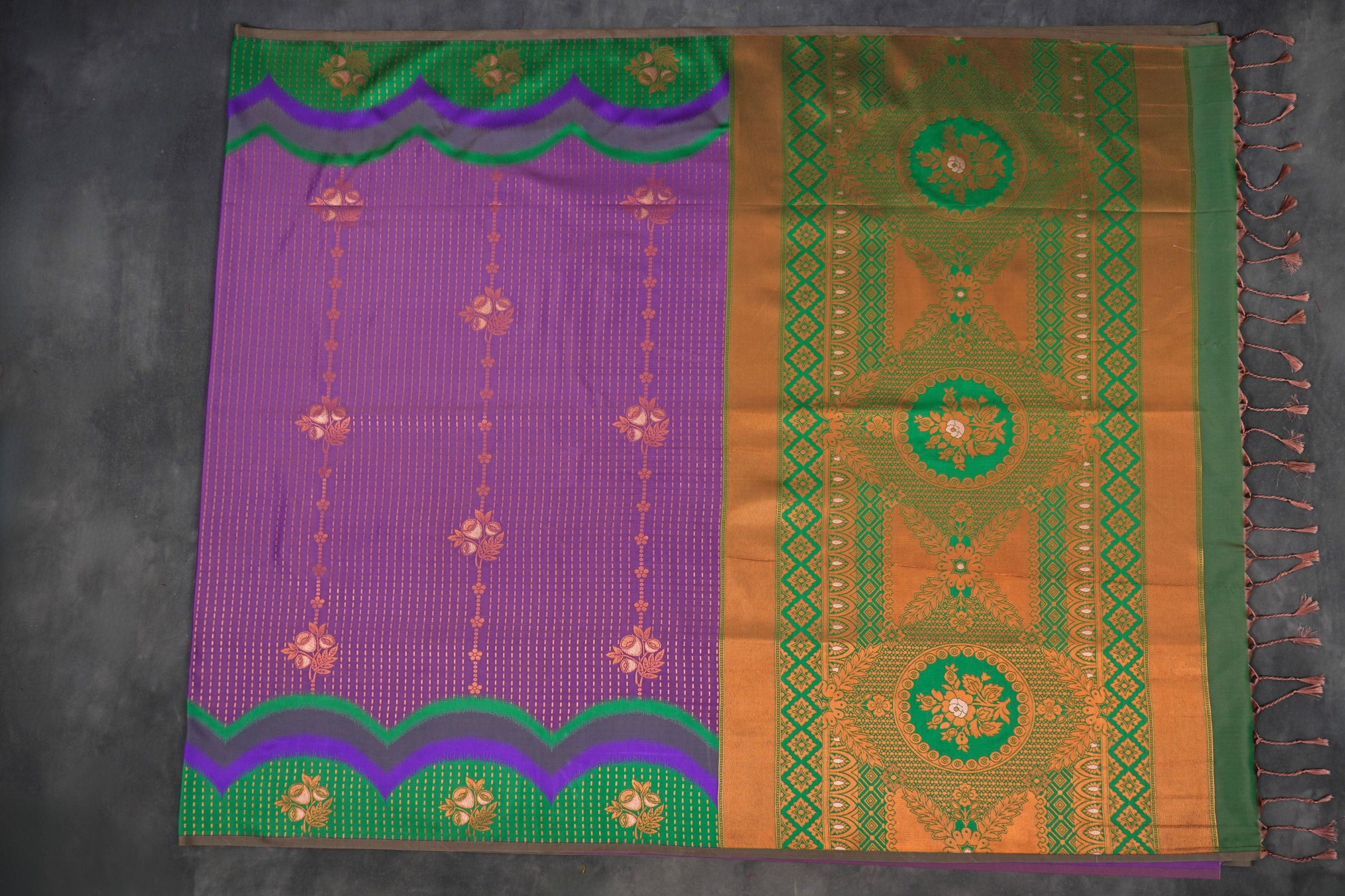 Luxurious Kanchipuram Semi Silk Saree with Copper Zari Lines Saree JCS Fashions