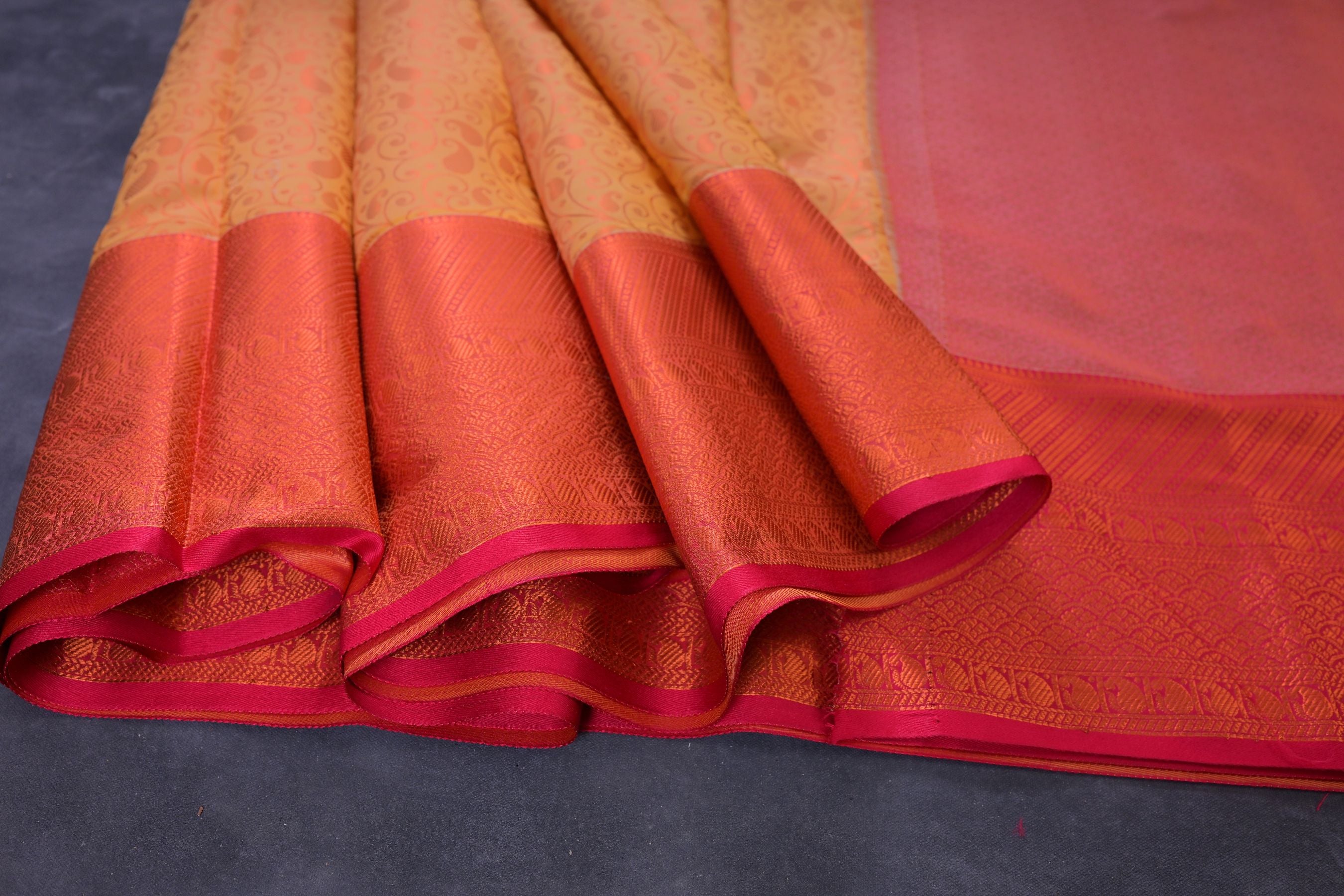 Golden Zari Semi-Silk Saree with Mango-Leaf Motif - Traditional Elegance Saree JCS Fashions