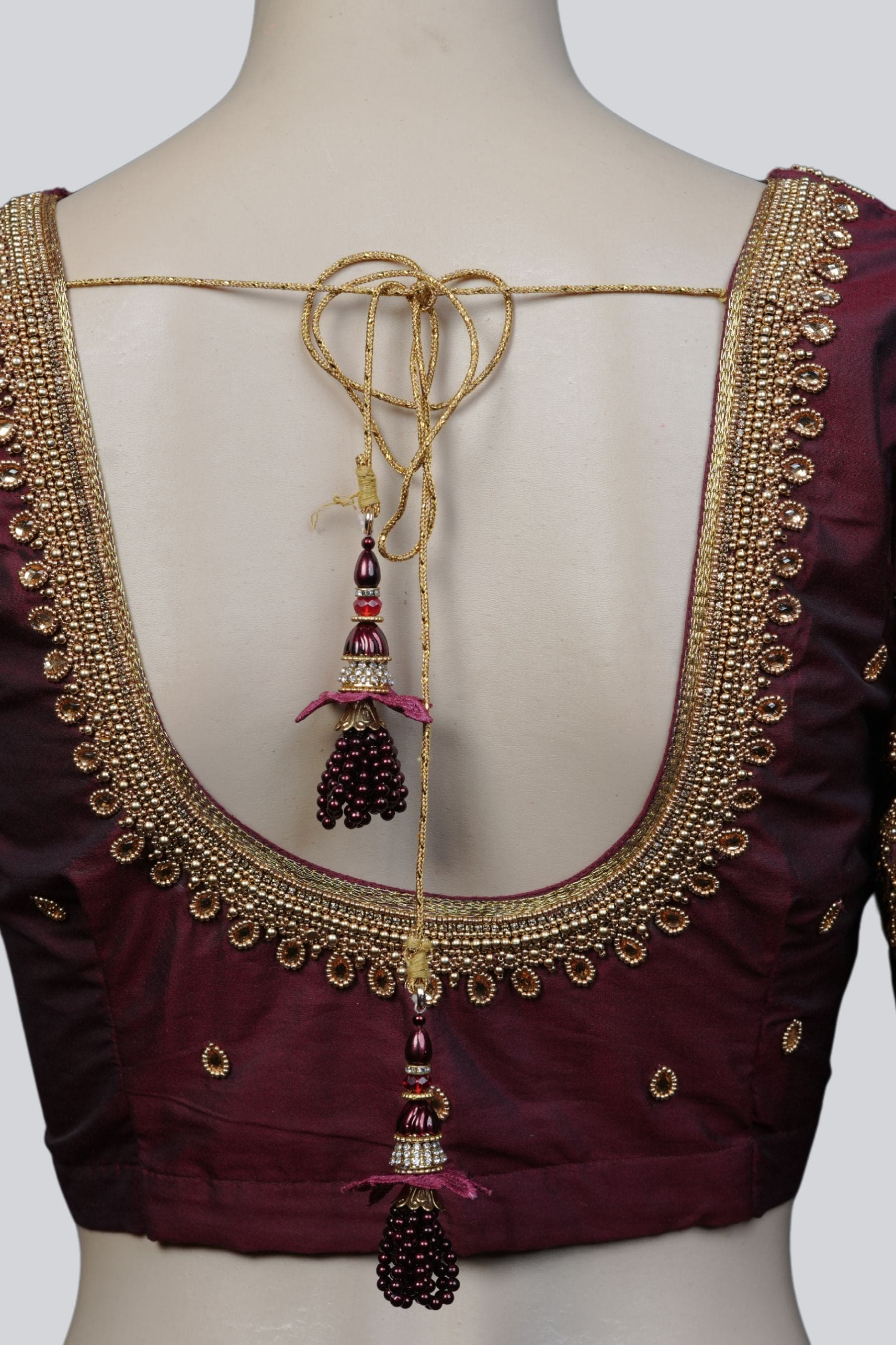 Luxurious Aari-Work Bridal Blouse with Fancy Tassels by JCS Fashions Blouse JCS Fashions