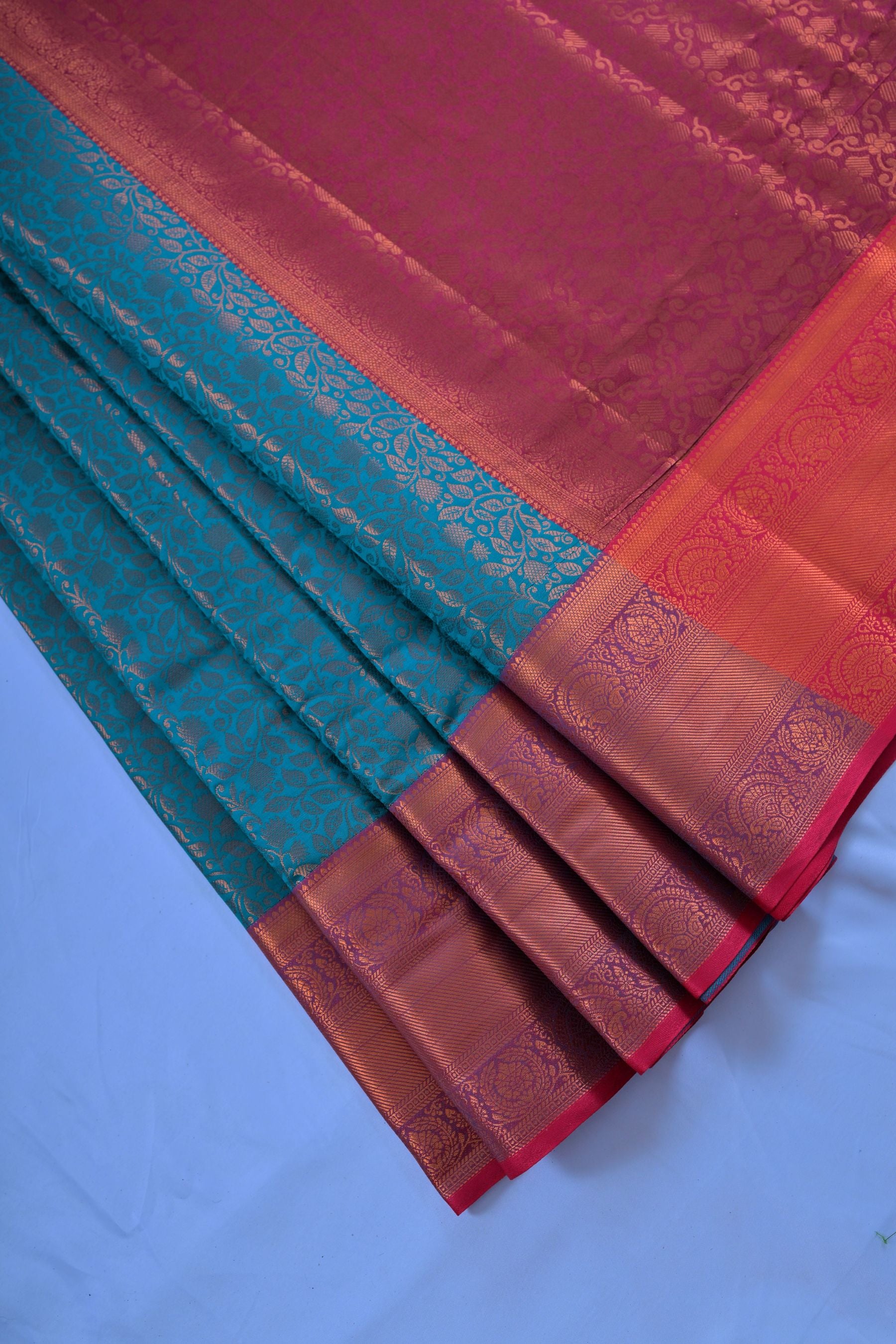 Radiant Semi-Silk Saree with Golden Zari and Unique Dual-Border Design Saree JCS Fashions