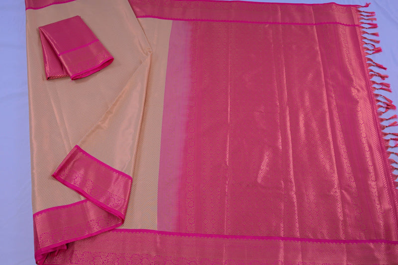 Pure Kanchipuram Silk Saree with Golden Zari and Butties - JCSFashions